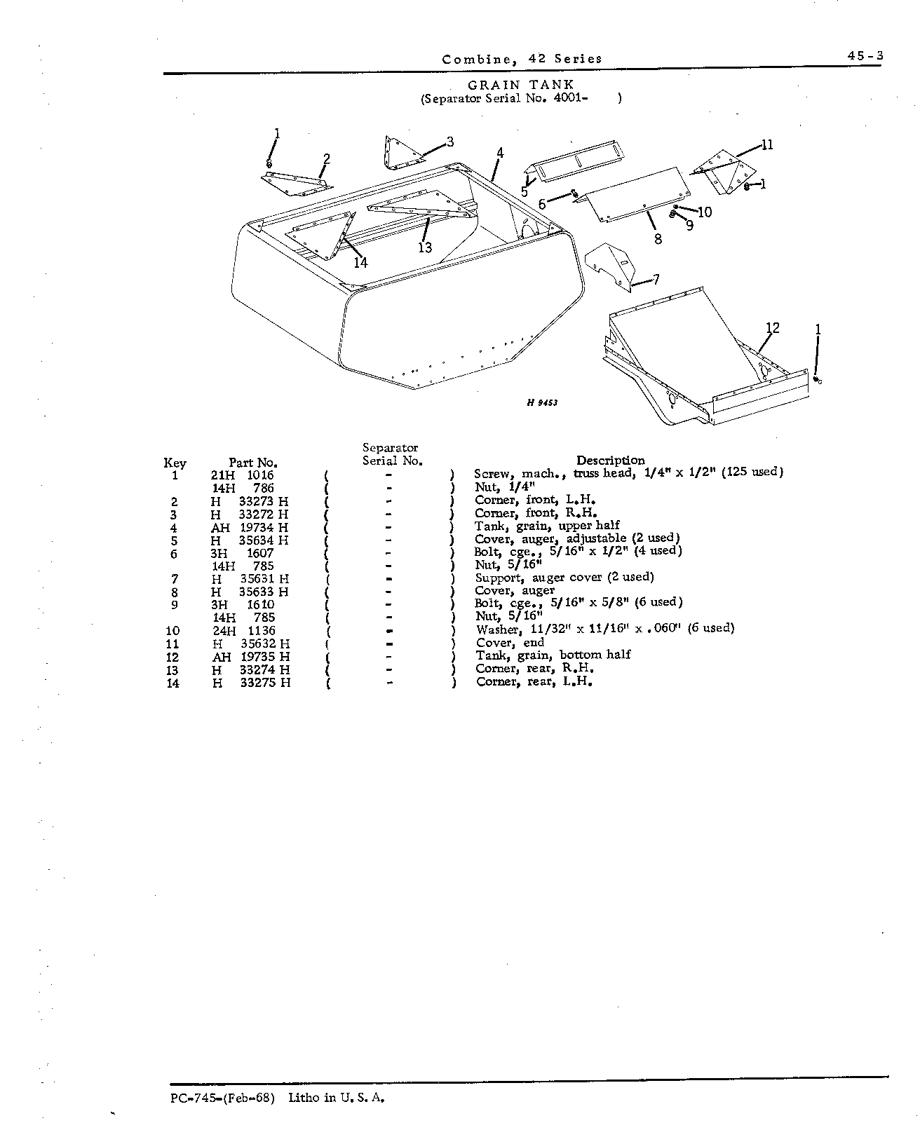 Extension, grain tank (Continued)