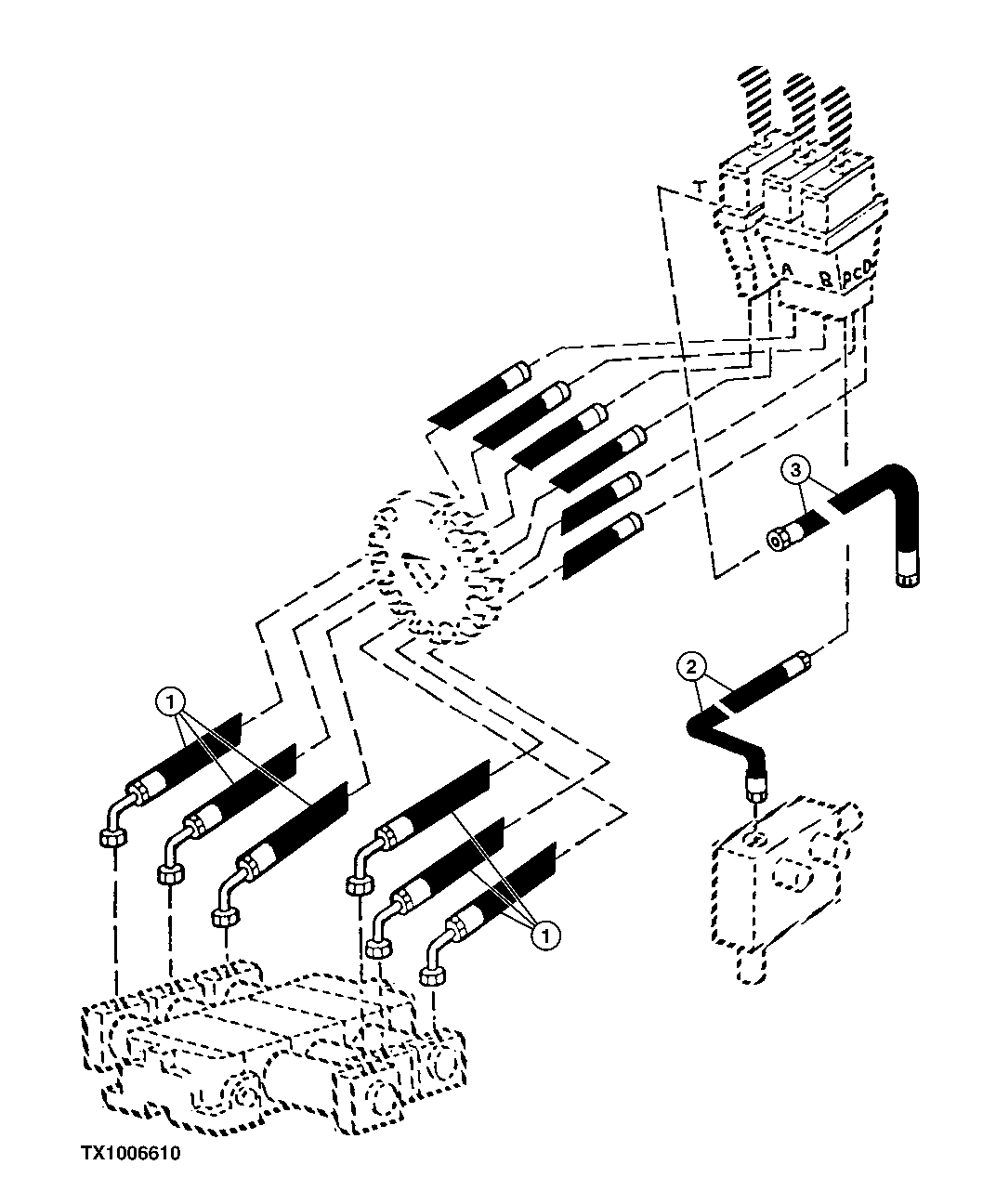 Pilot Lines (Two Lever Controller With Auxiliary Lever) ( - 585739)