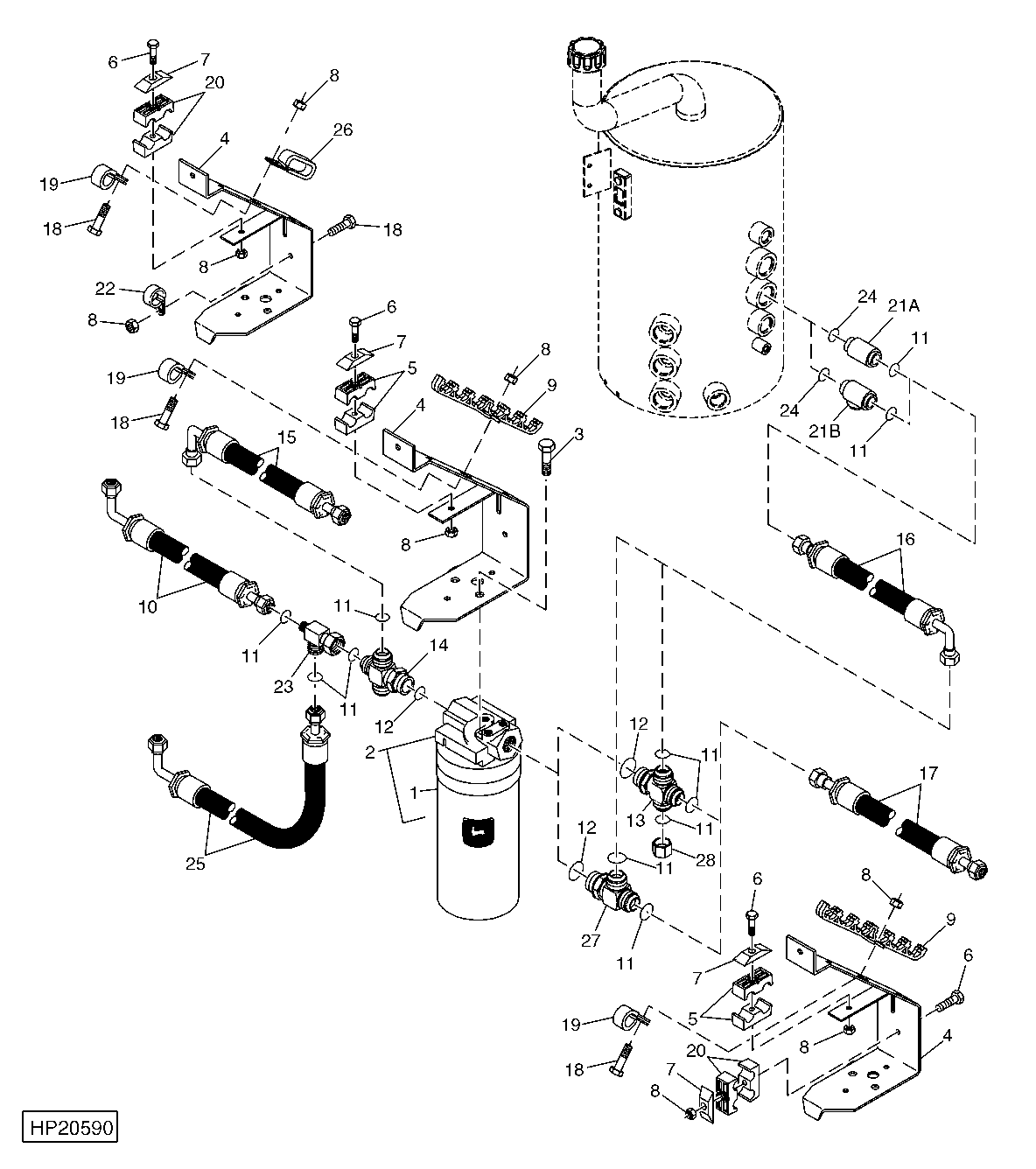 Main Hydraulic Filter Assembly And Hoses, Bundle Supports