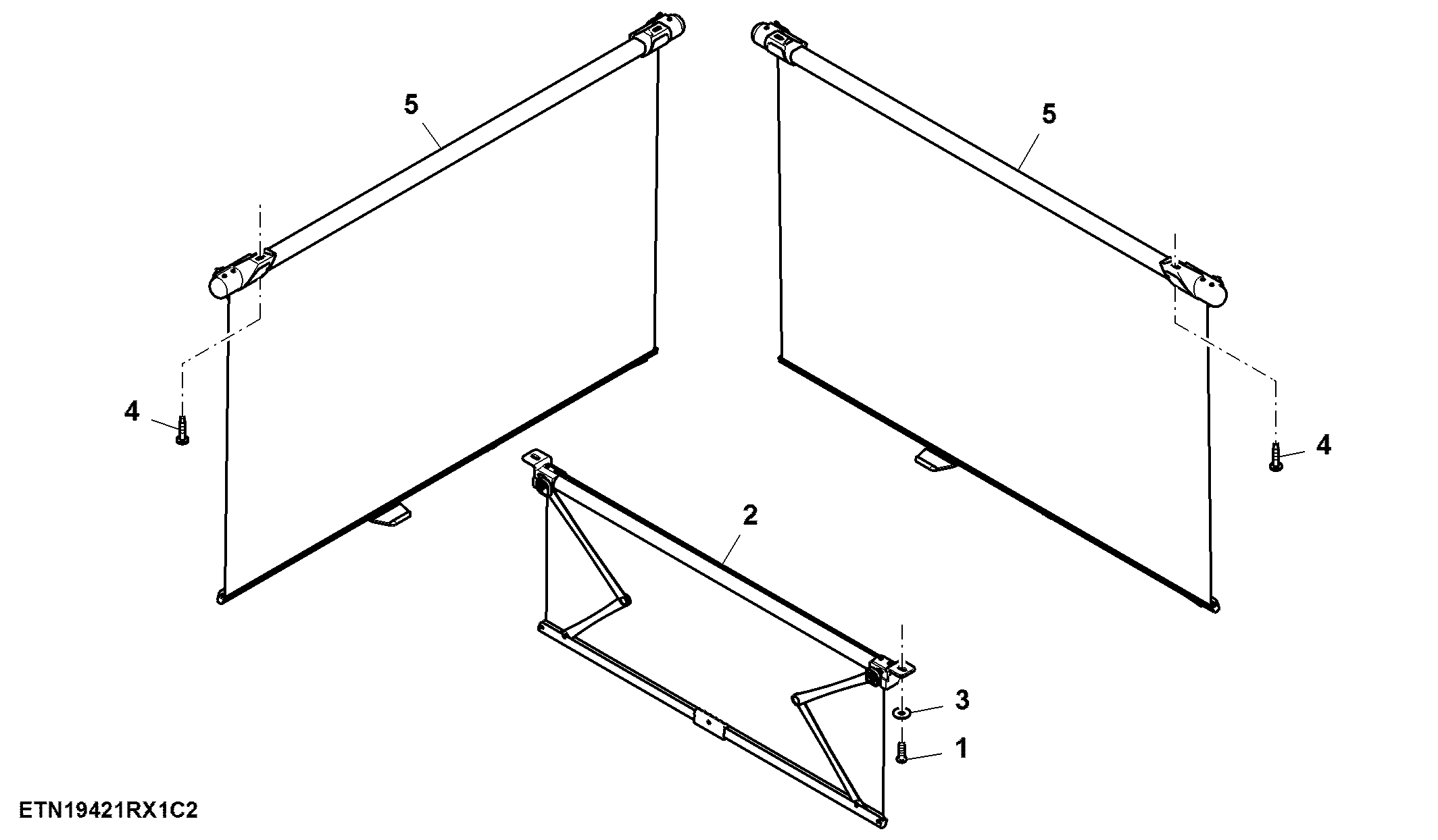 Sunshade, Front, RH and Rear