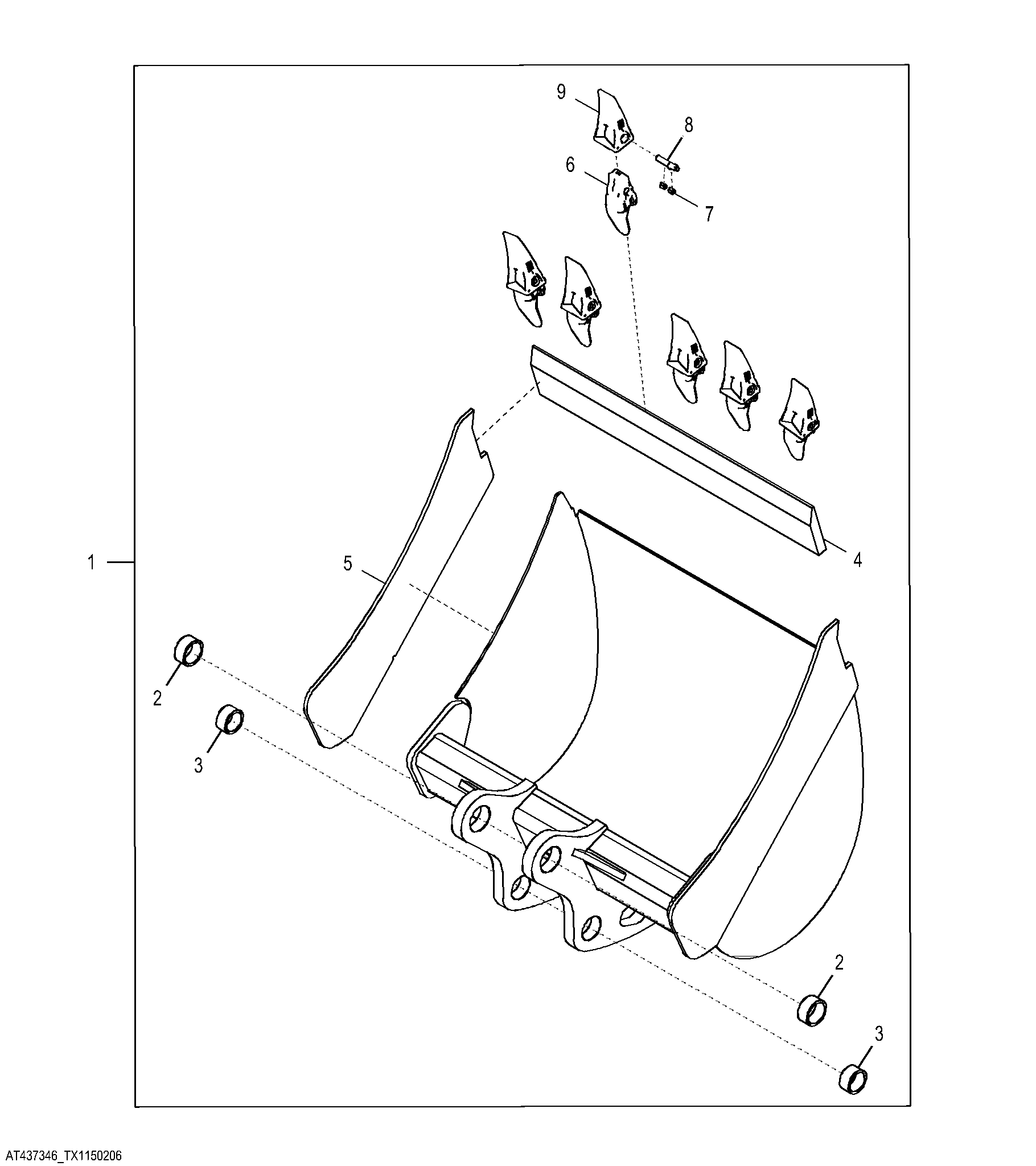 Heavy Duty Bucket with TK Teeth 91.44 mm (36.00 in) 0.354 m³ (12.50 ft³)