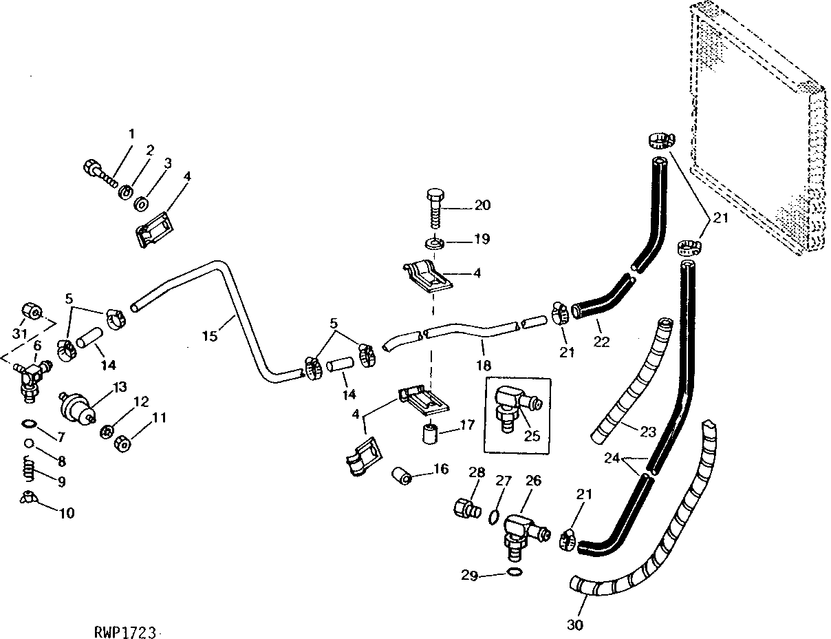 HYDRAULIC OIL COOLER RETURN TUBES AND HOSES