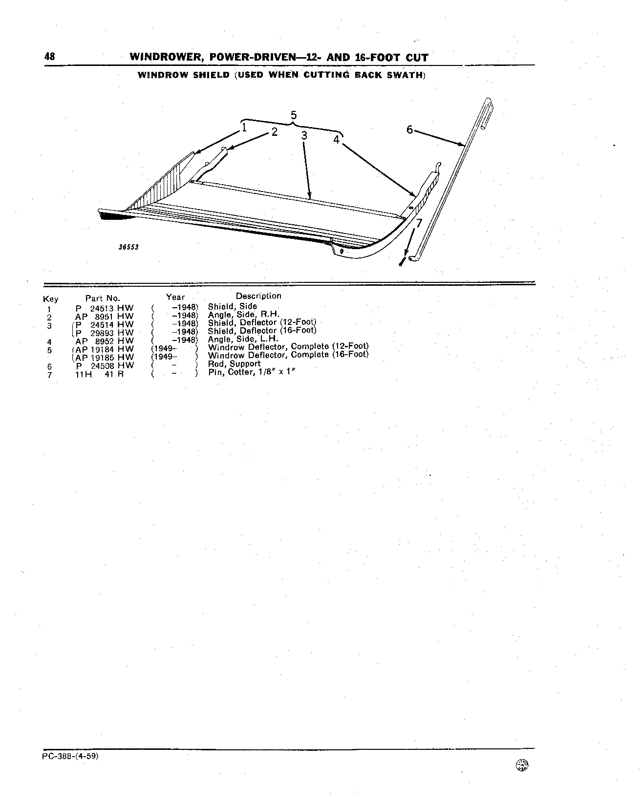 Shield, Windrow (Used When Cutting Back Swath)