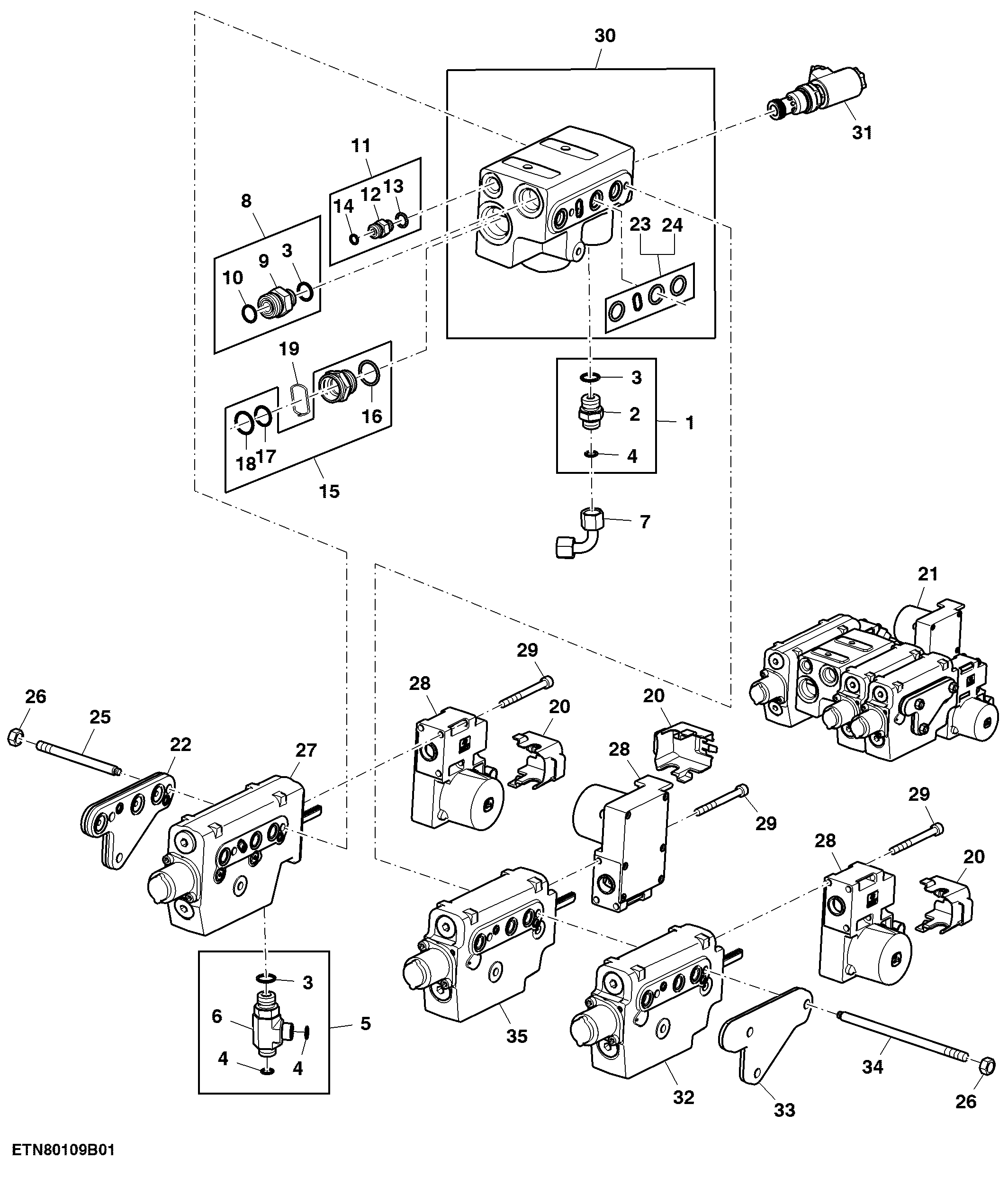 Electrical Midstack SCV, W/ 2 Functions, W/ Front Hitch Control Valve