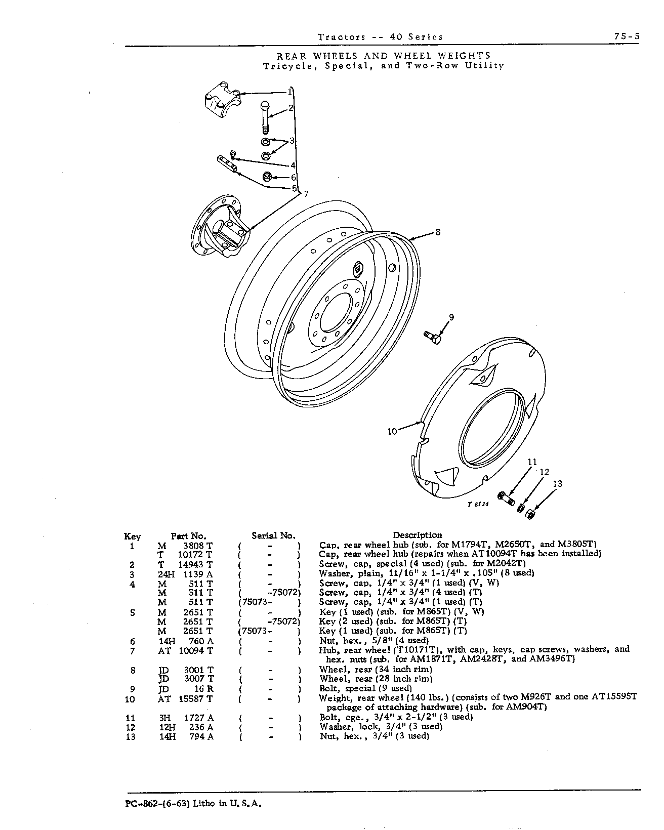 Rear wheel (T, V, W)