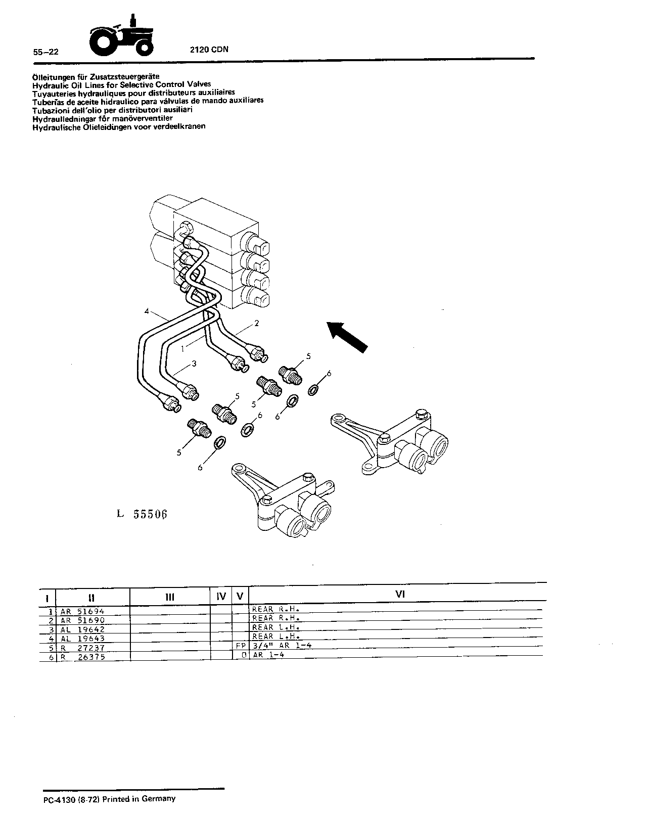 Hydraulic Oil Lines For Selective Control Valves
