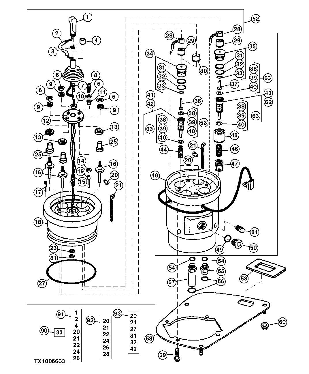 SINGLE LEVER PILOT CONTROLLER COMPONENTS (SN -590067)