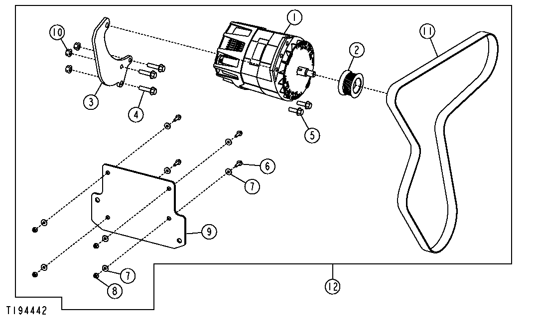 HARSH ENVIRONMENT ALTERNATOR, MOUNTING BRACKETS AND BELT (100 AMP)
