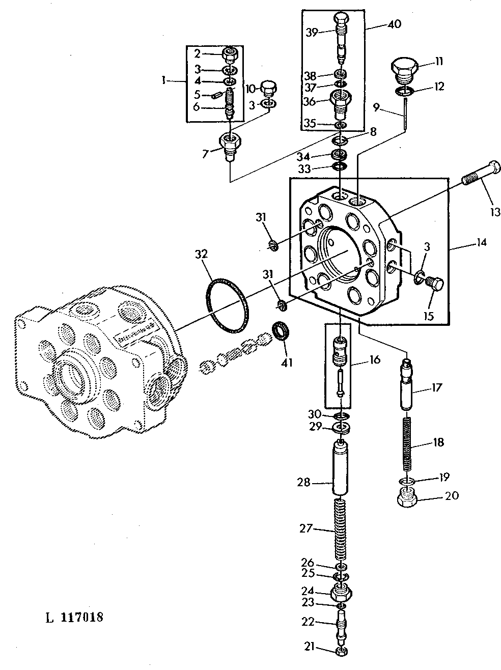 HYD. PUMP COVER AND VALVES (40CM3=2.4 CU.IN.)