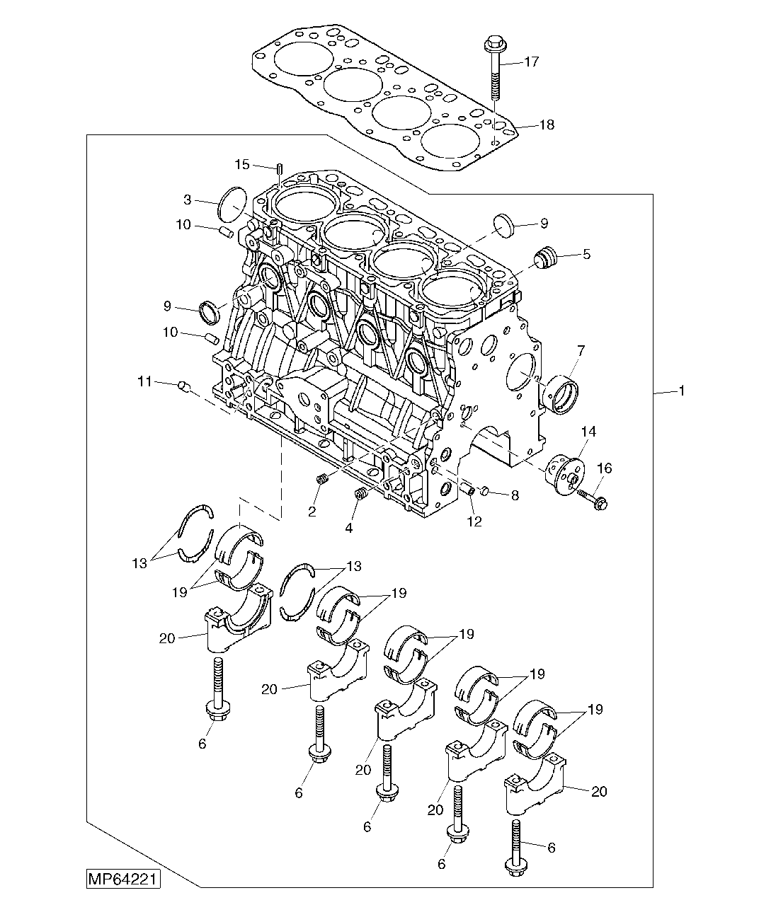 Cylinder Block And Main Bearings (4TNV88-BMJTLB) (710001 - )