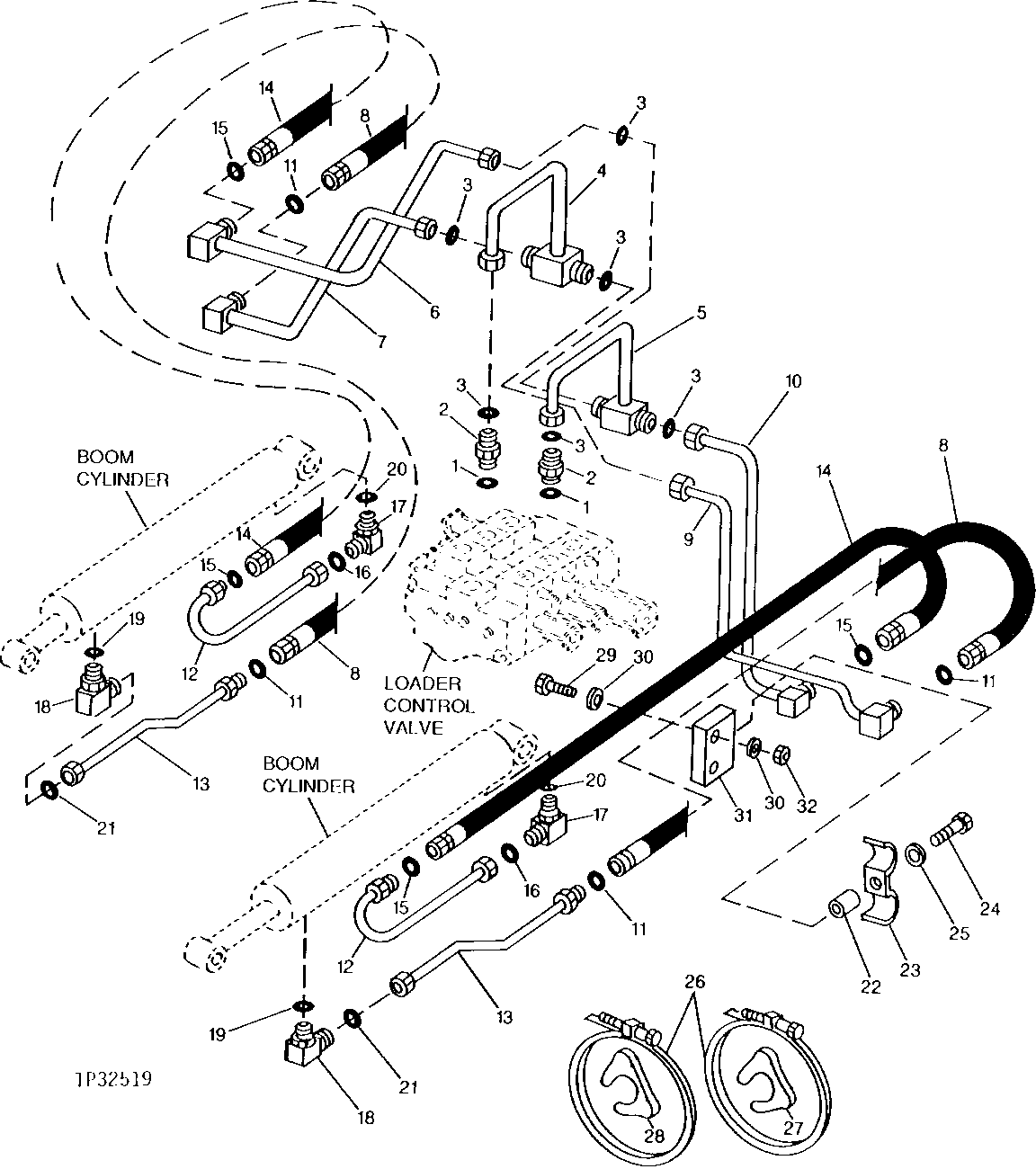 Loader Control Valve To Boom Cylinder Hydraulics ( - 534614)