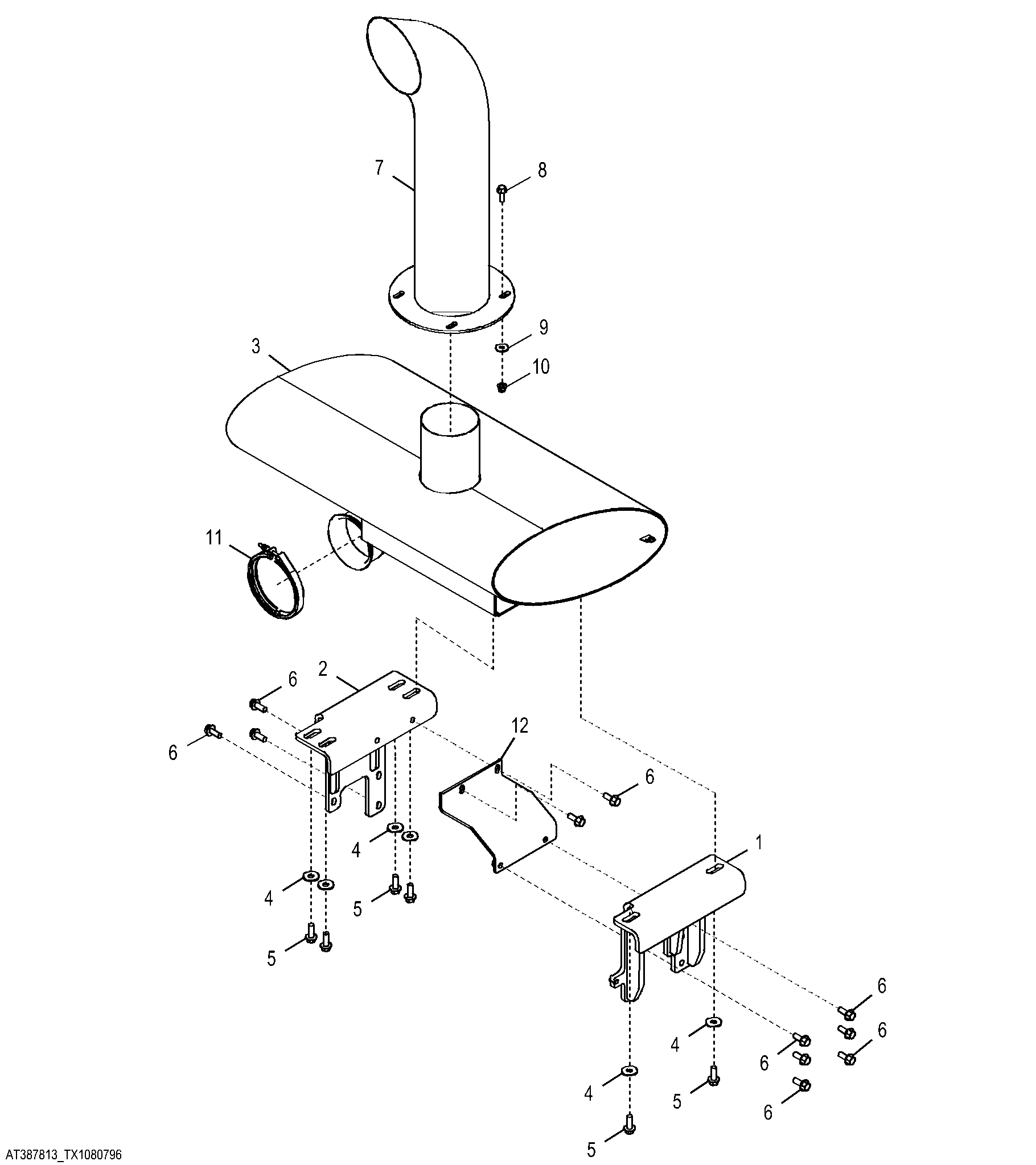 Muffler with Chrome Exhaust Stack (Engine 6135HDW03)