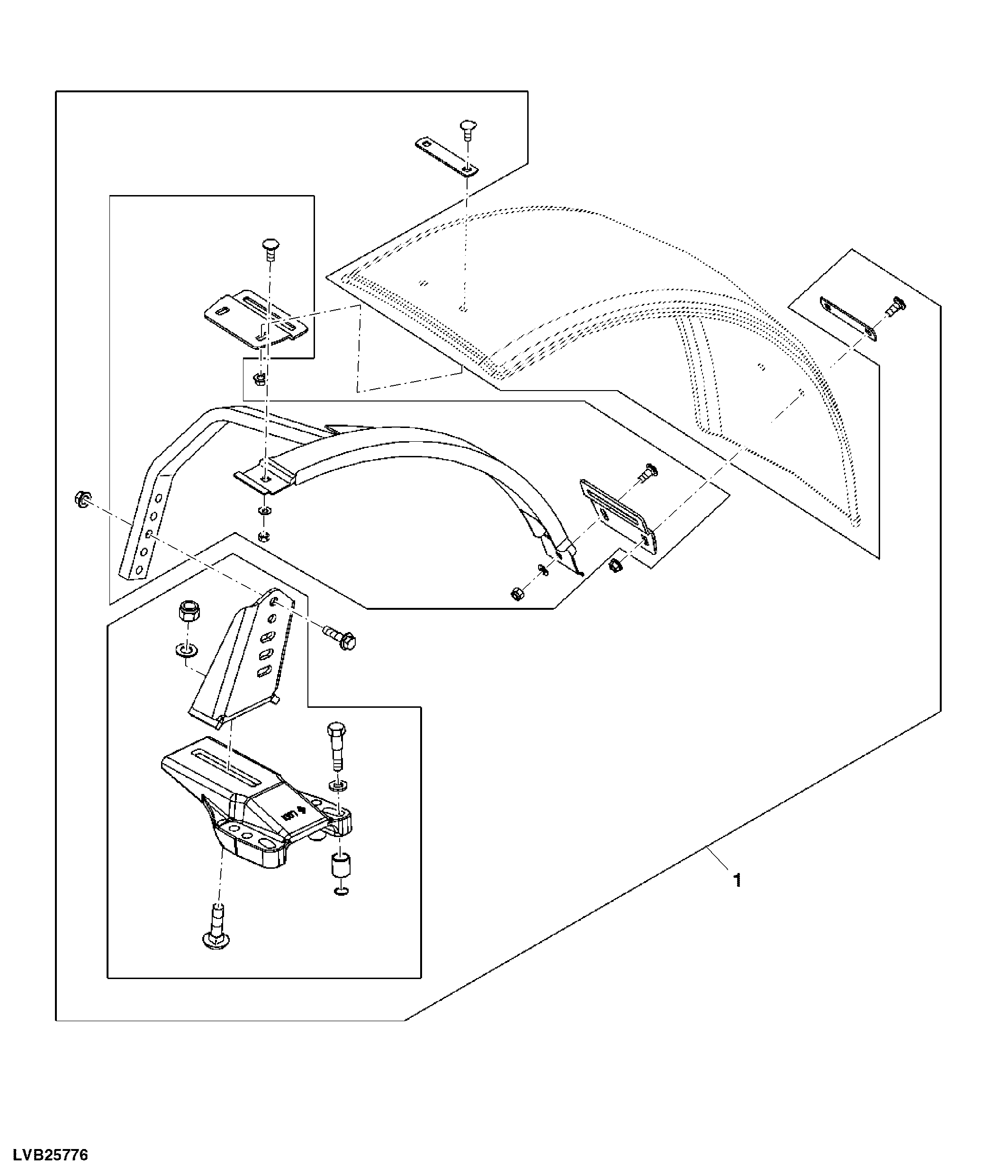 Front Fender Mounting Brackets and Hardware W/O Loader, Attachment
