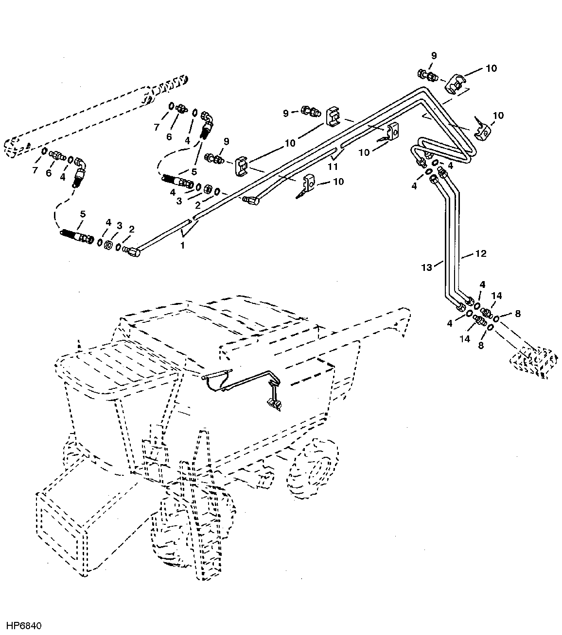 UNLOADING AUGER SWING CYLINDER LINES AND HOSES