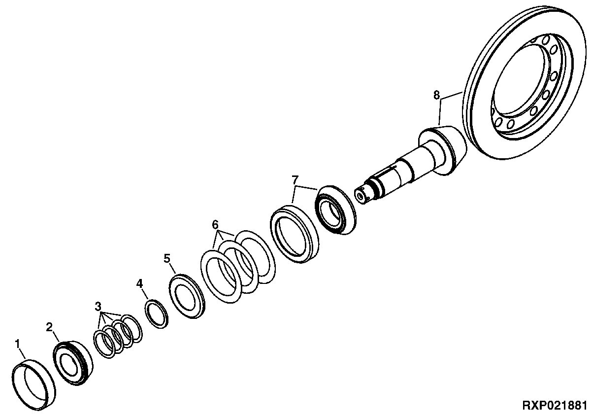 FRONT SPIRAL BEVEL INPUT PINION AND RING GEAR SET (RE67132)
