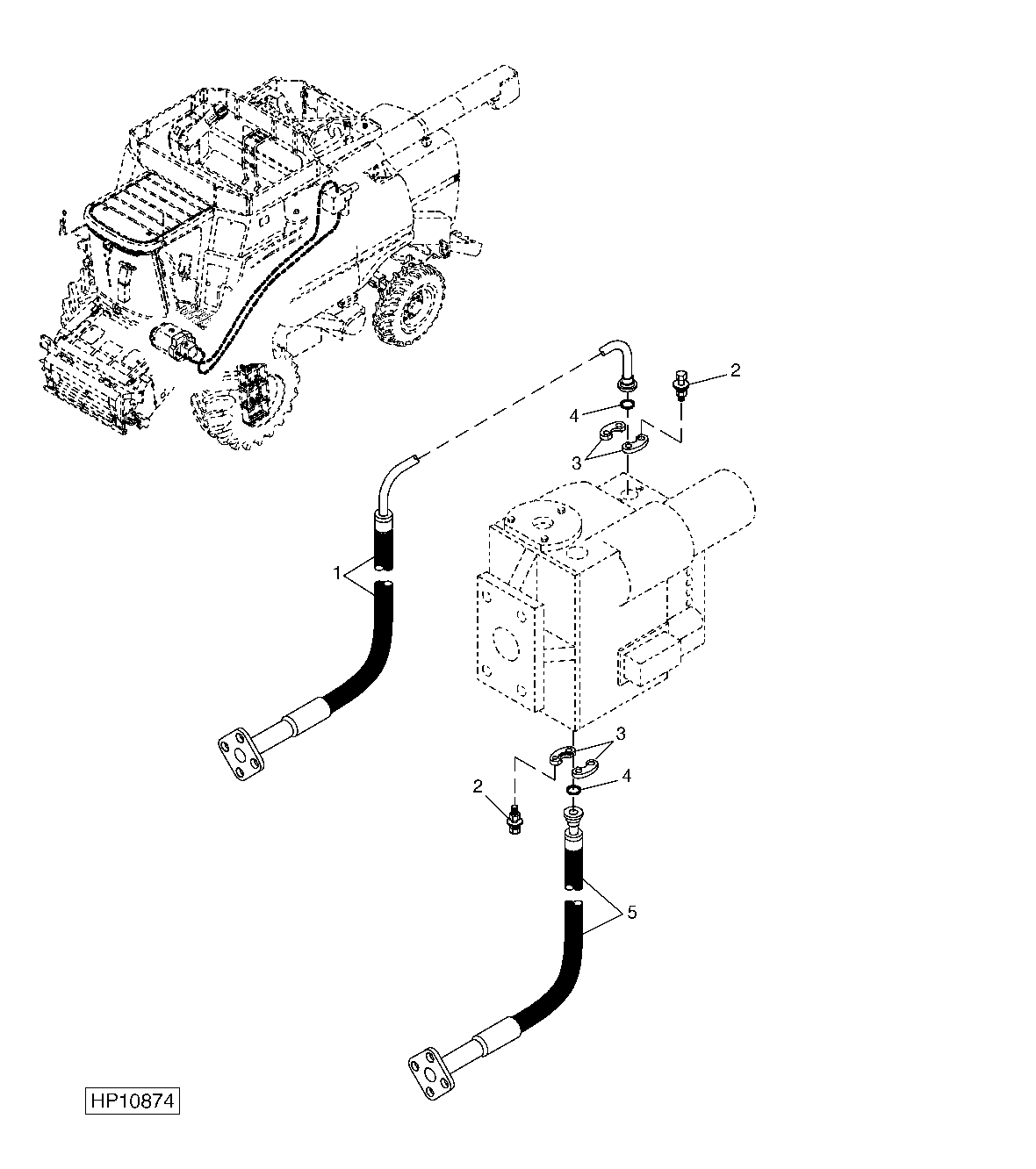 HYDROSTATIC DRIVE HOSES, UPPER (FOUR WHEEL DRIVE)