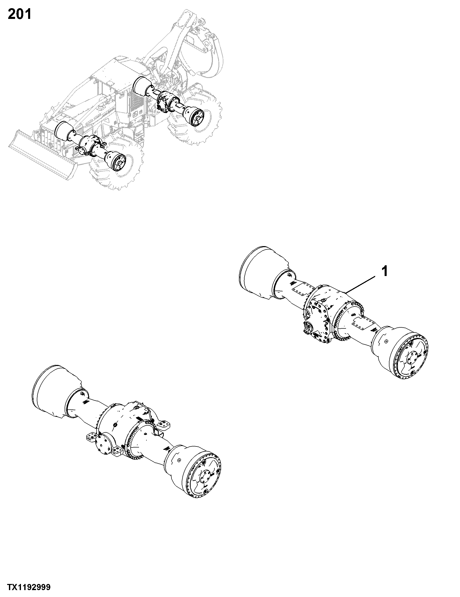 0201 Drive Axle HSG & Support (Including Final Drives)