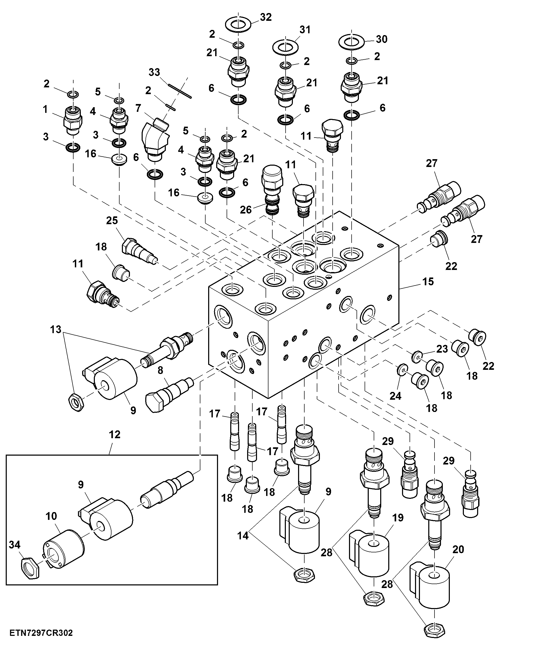 Reel Position Valve Stack W/ Lateral Tilt ( - 110182)