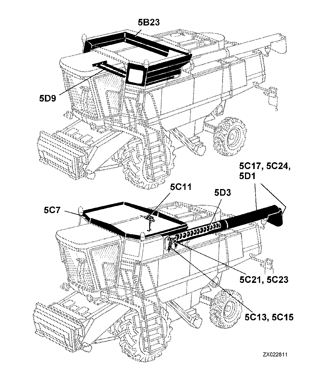 130 CLEAN GRAIN ELEVATOR, GRAIN TANK AND UNLOADING AUGER