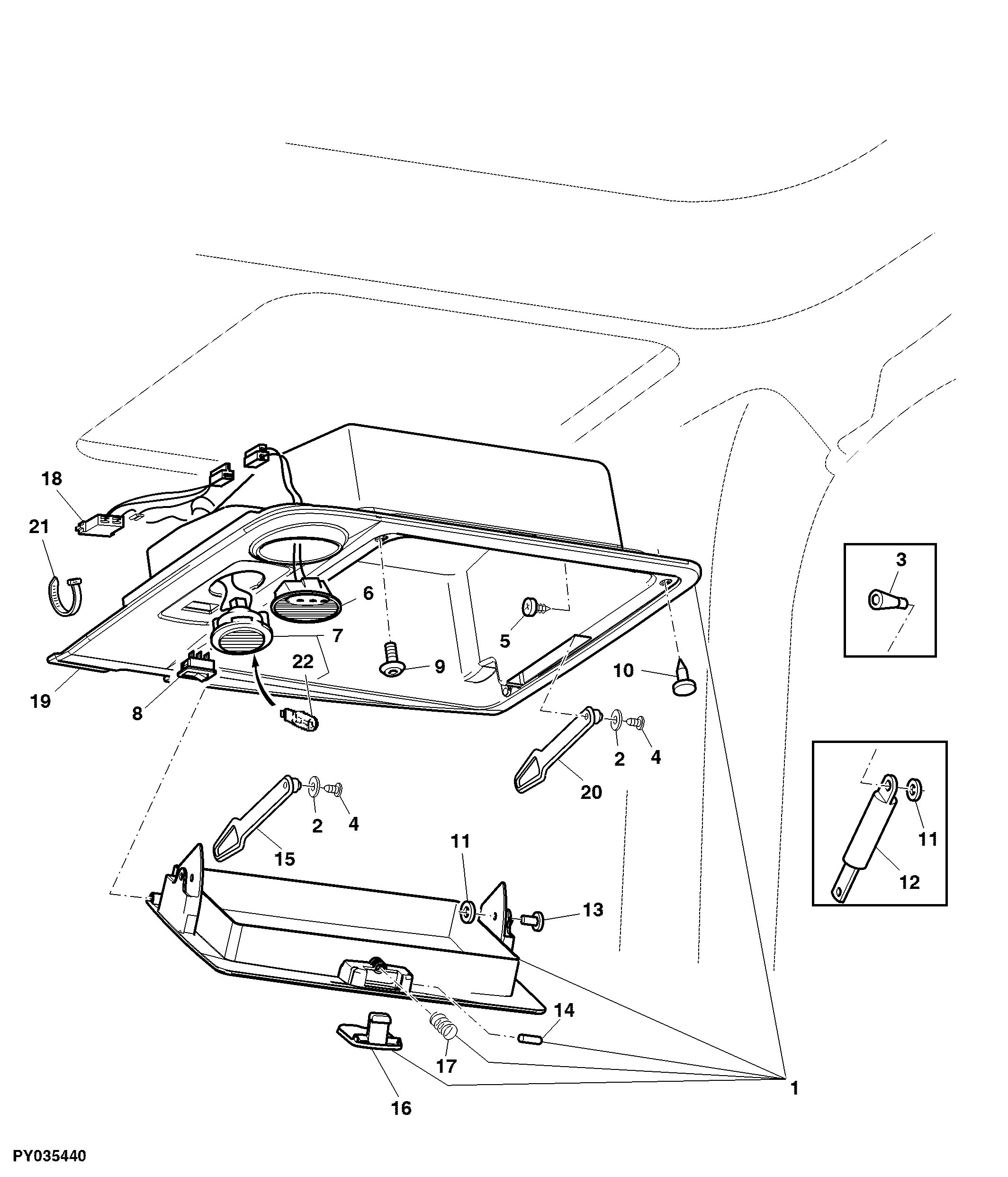 Storage Compartment / Dome Light, First Aid, RH