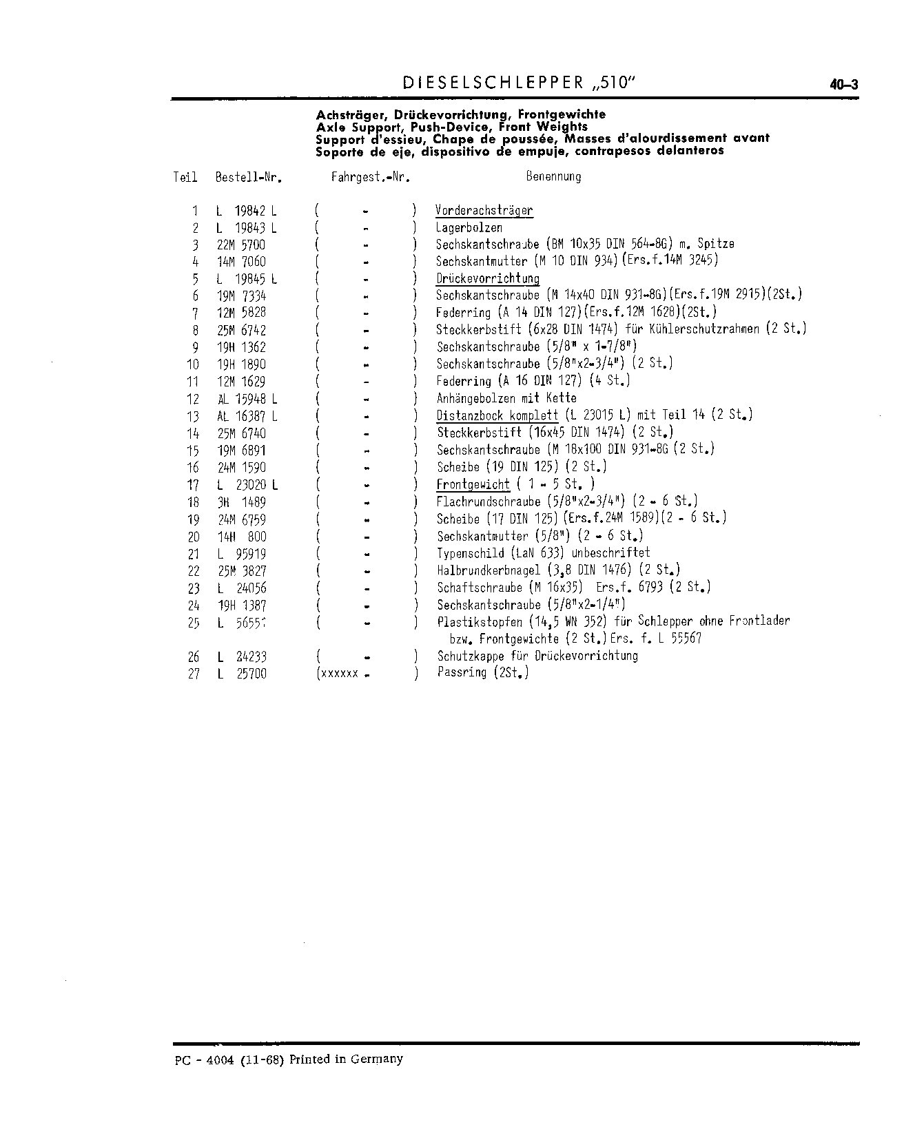 Front Hitch (Continued)
