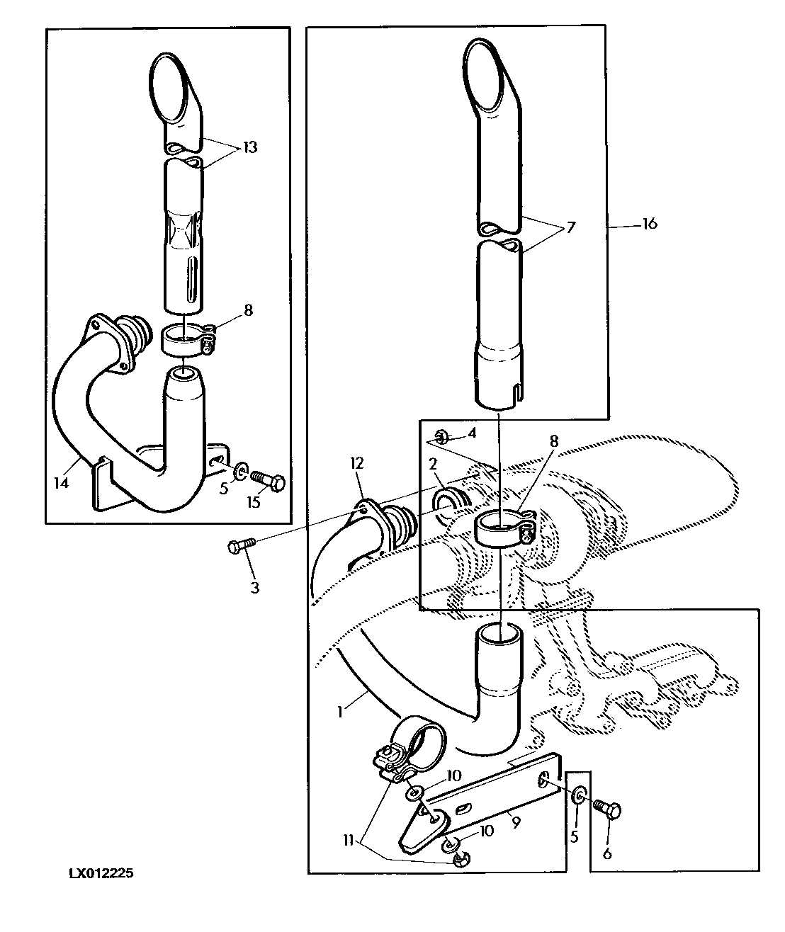 EXHAUST SYSTEM (VERTICAL STACK, LEFT HAND SIDE)