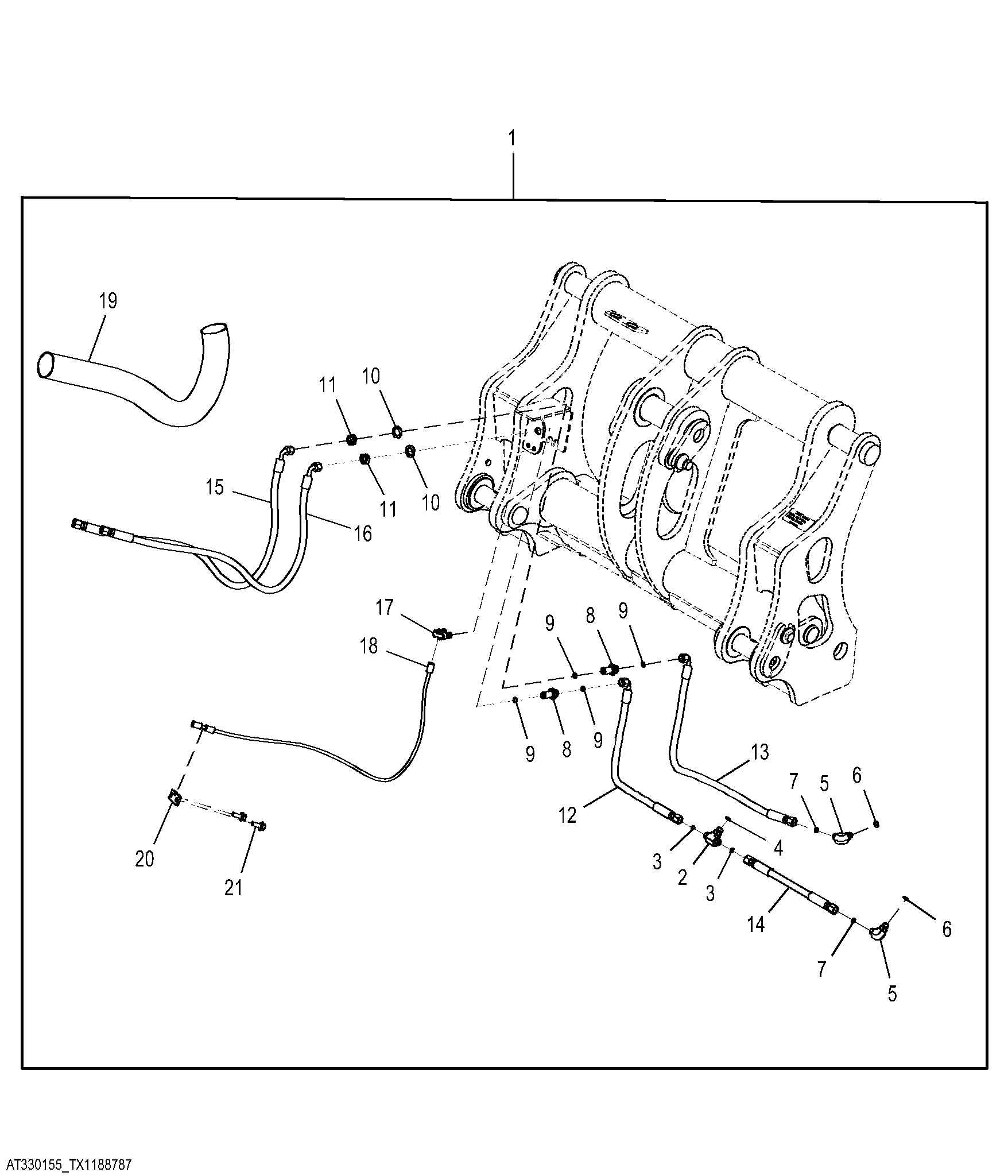 Cable Reinforced Hi-Vis Coupler Hydraulic Lines Kit (High Lift Z-Bar)