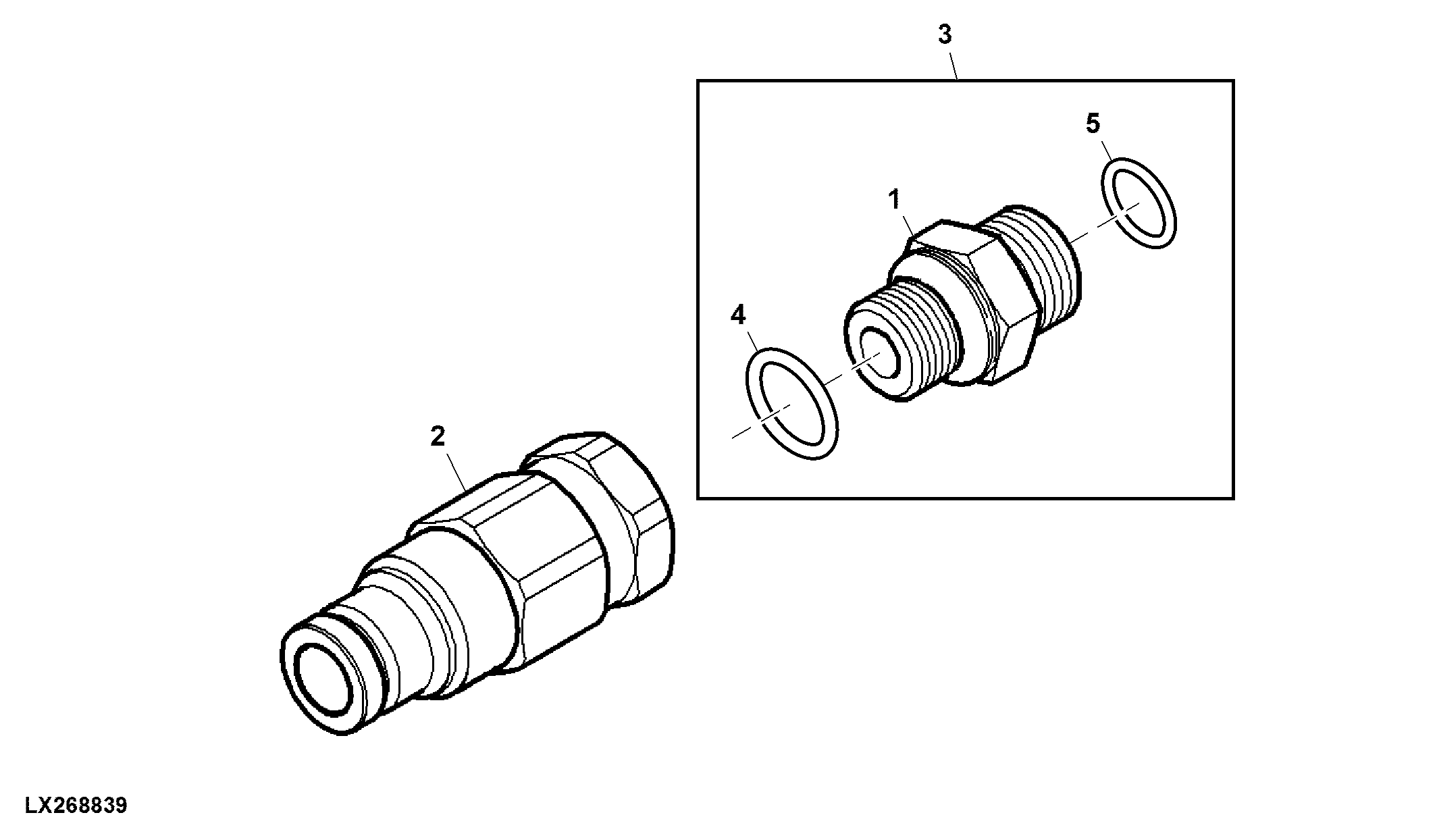 Coupler / Fitting, Drain Line, Implement Hydraulic Motor