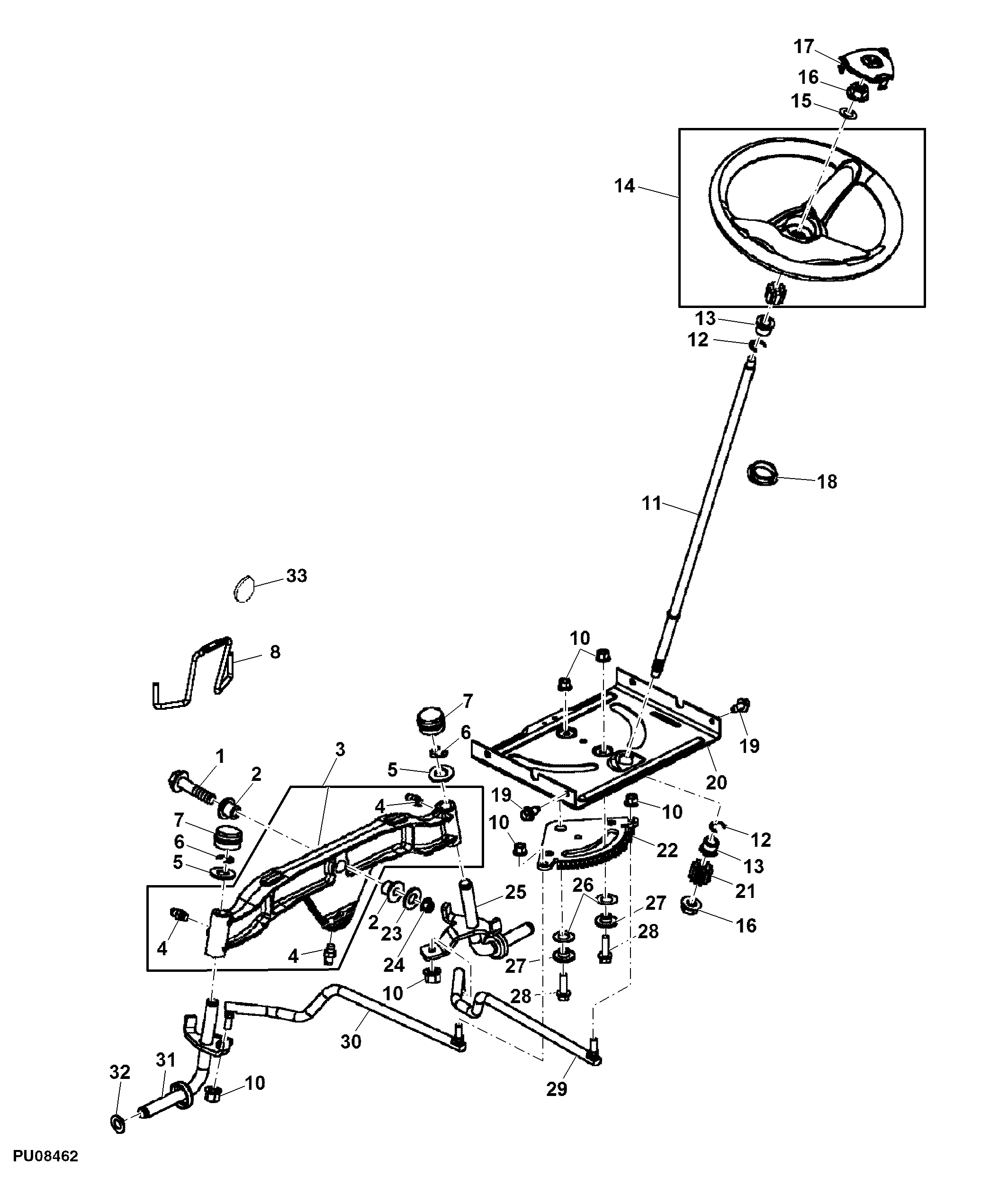 STEERING WHEEL, GEARS, LINKAGE AND FRONT AXLE