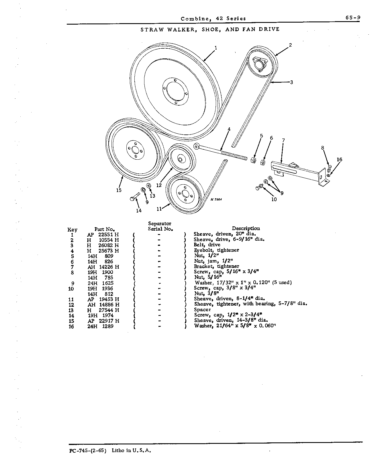 Drives for: Straw walker, shoe, and fan