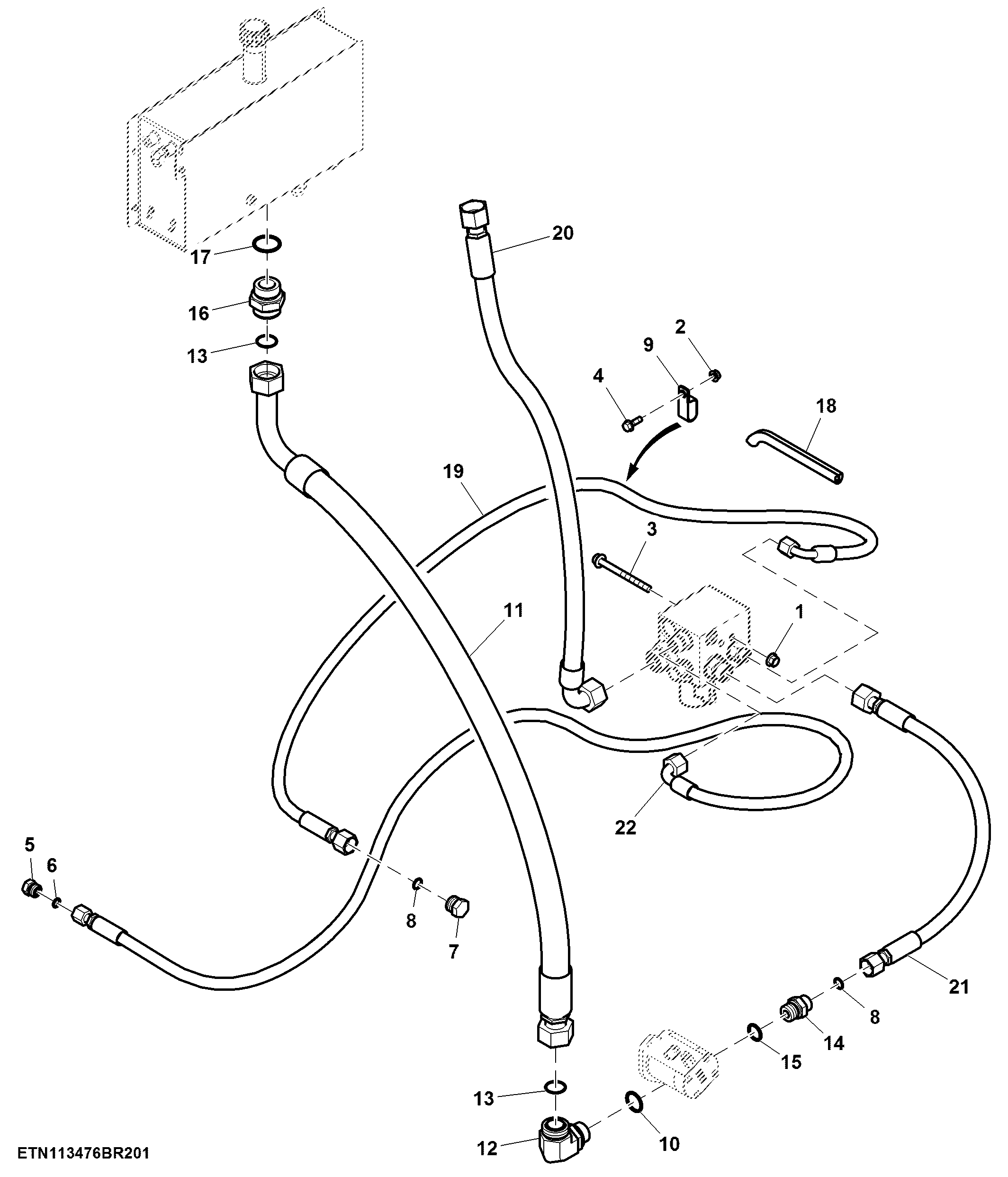 Straw Spreader Hoses, Single Open Center Hydraulic