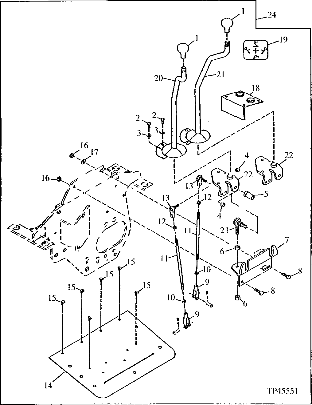 TWO LEVER BACKHOE CONTROL LEVER LINKAGE KIT (801200 - )