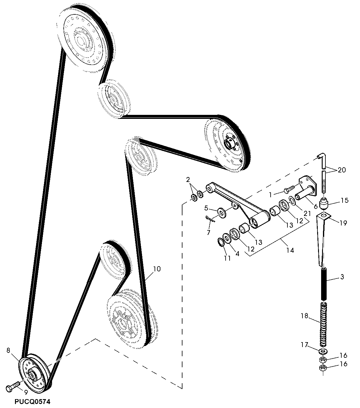 Clean Grain Elevator Drive Tightener and Idler