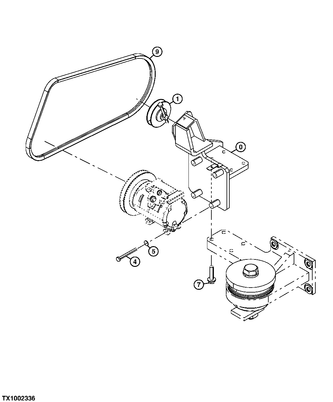 Air Conditioner Compressor Mounting and Drive Belt