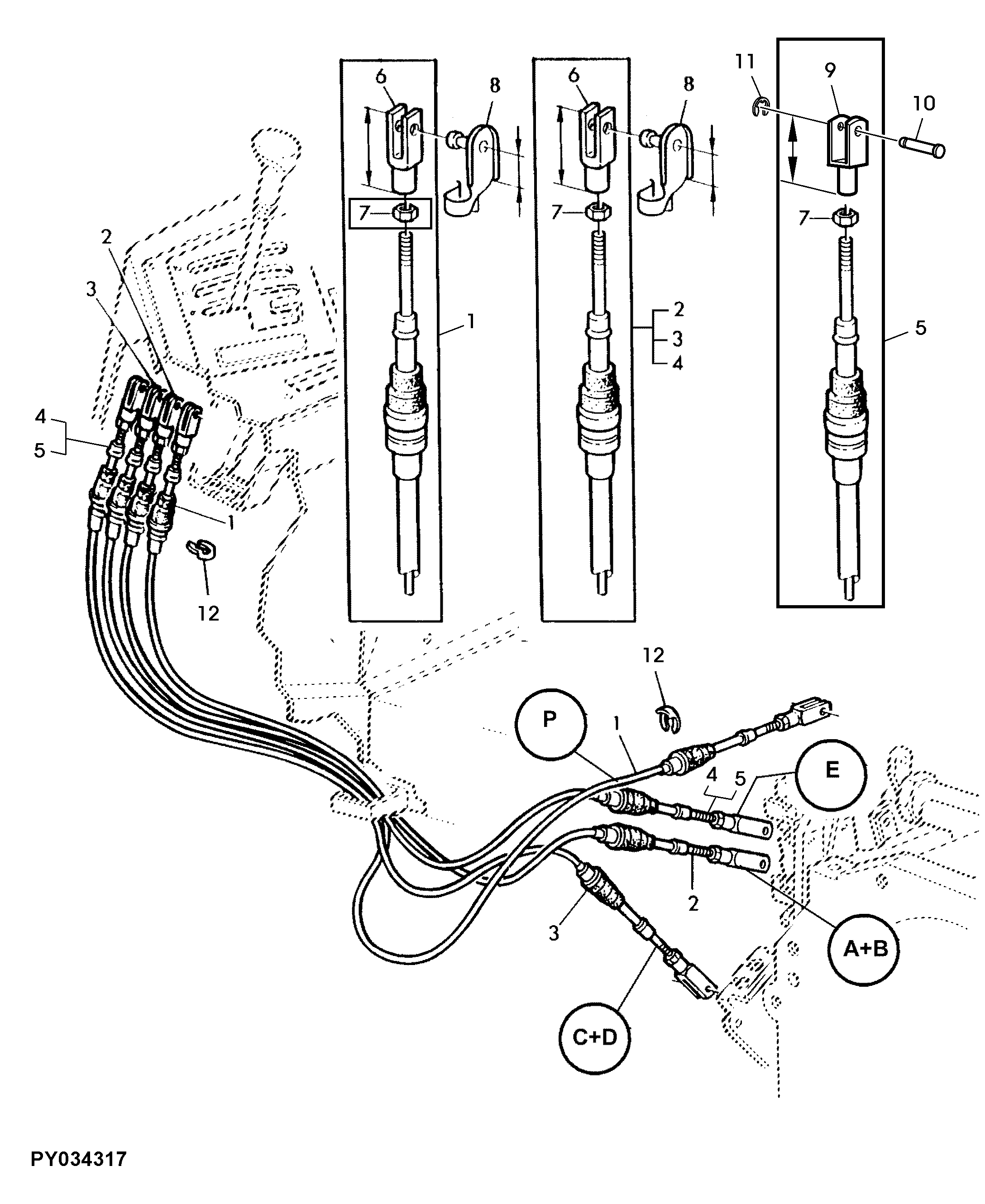 BOWDEN CABLES FOR RANGE SHIFT AND PARKING LOCK (POWRQUAD PLUS OR AUTOQUAD)
