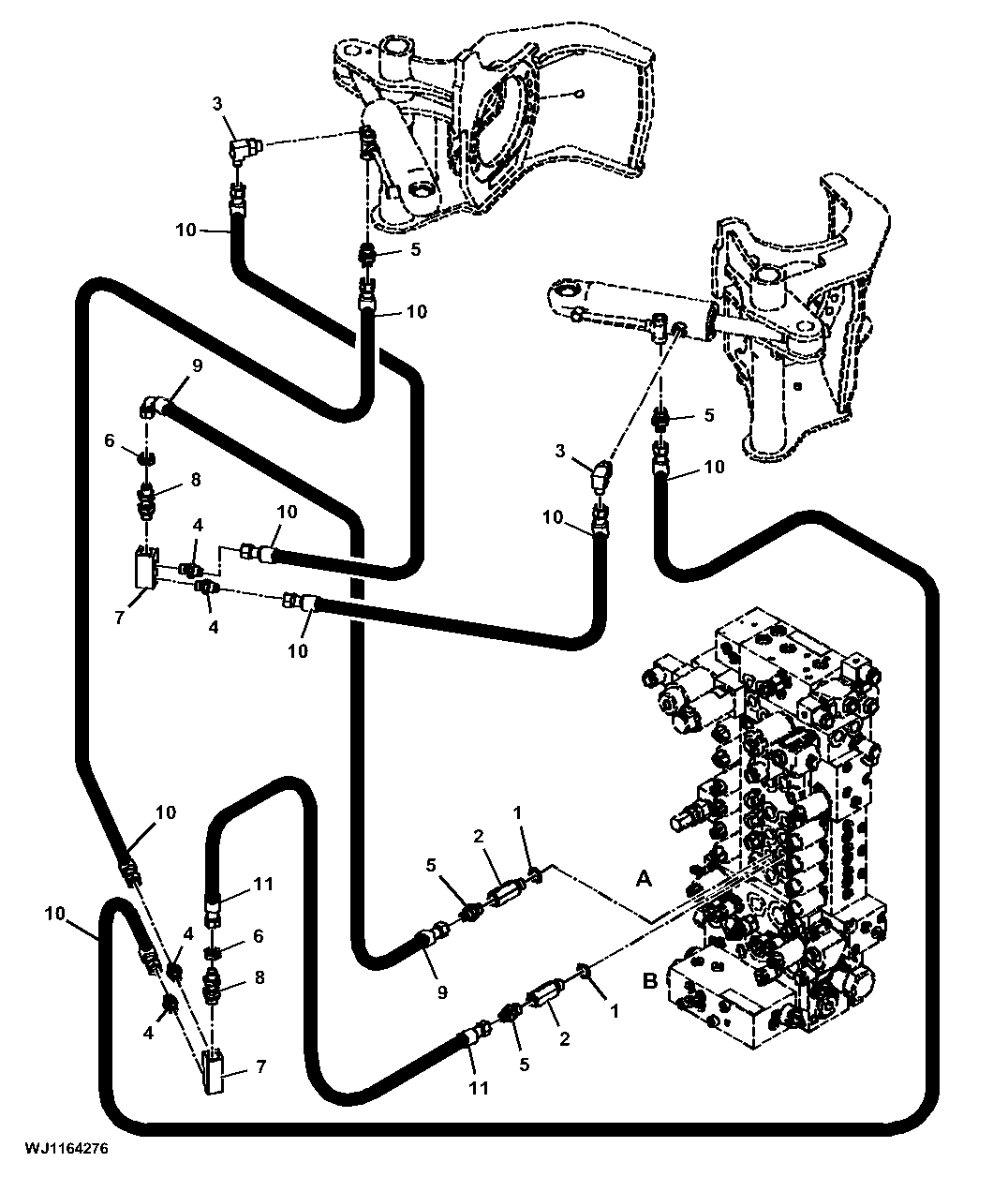 Hydraulic hoses and fittings for Lower Feed Wheels Cylinders