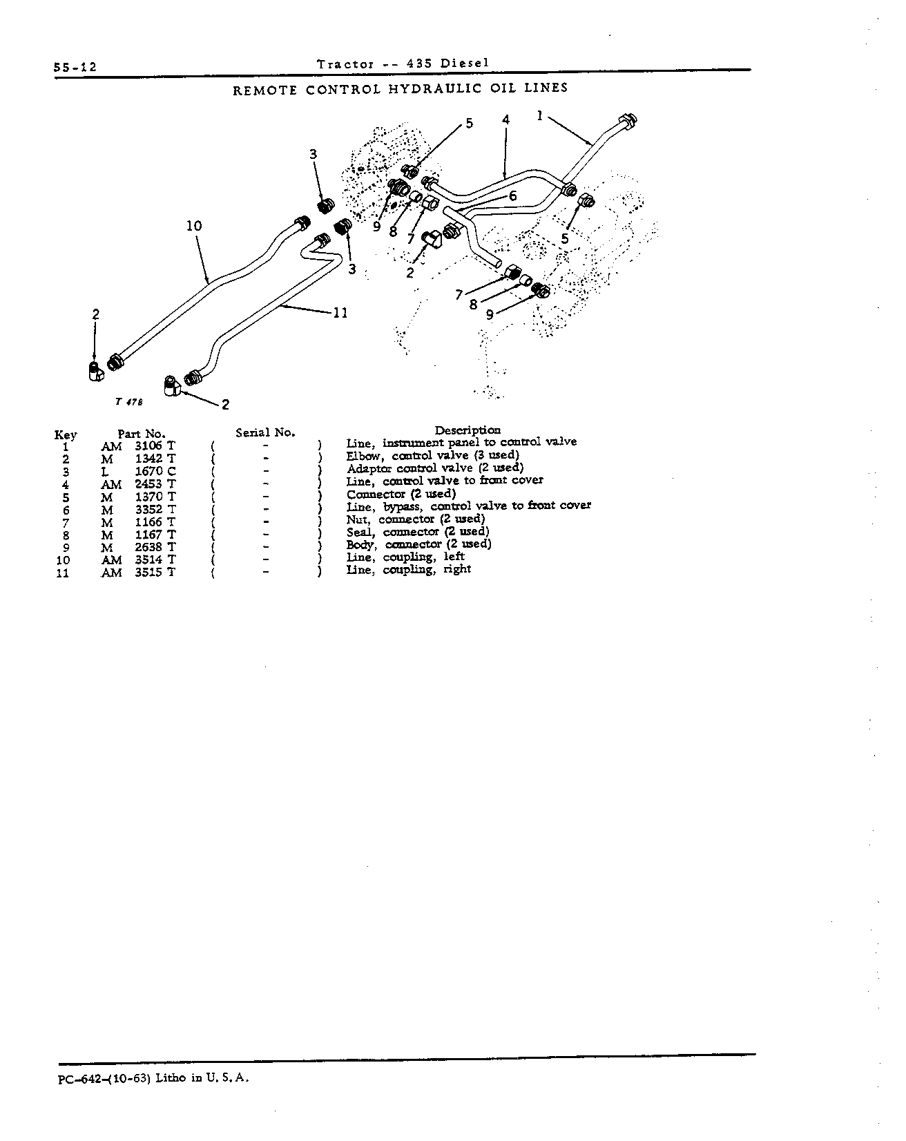 Oil lines, hydraulic, remote control