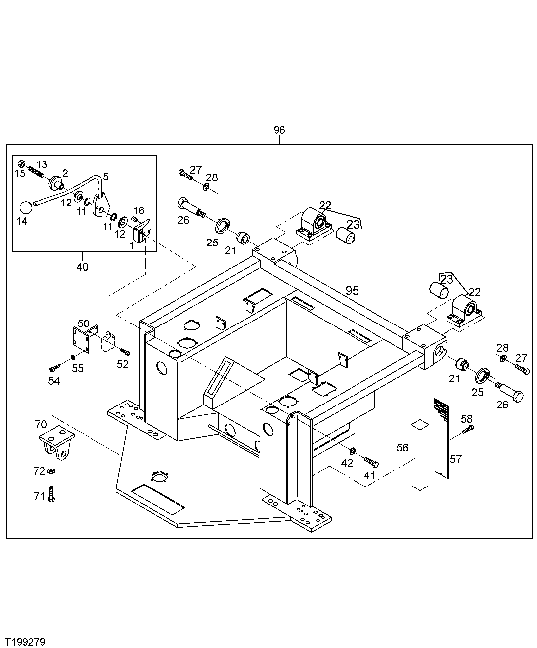 OPERATOR PLATFORM COMPONENT PARTS, PARK LOCK LEVER, CAB PIVOT AND BEARINGS
