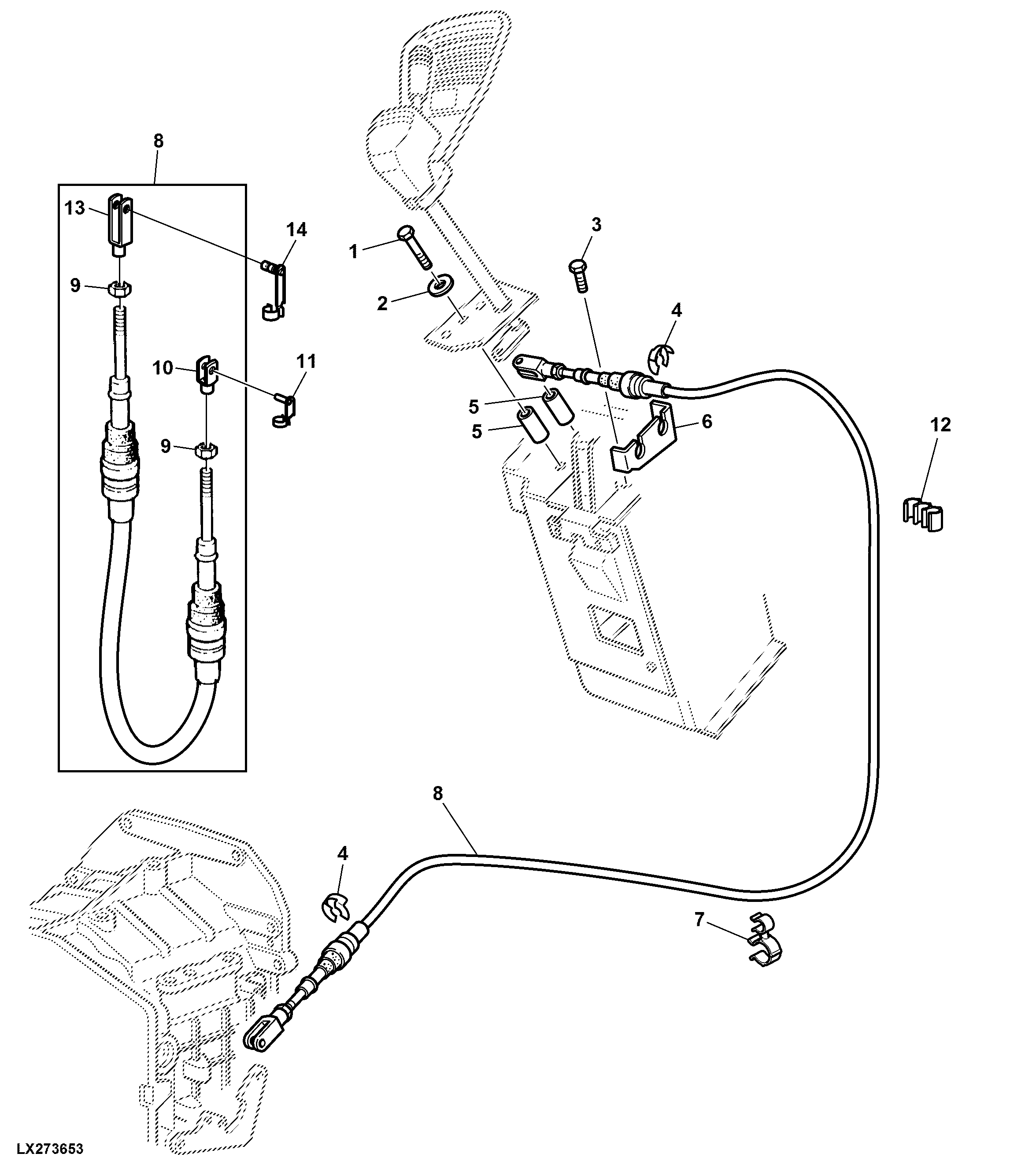 SHIFTING PARTS, MECH. REVERSER CONTROL AT STEERING COLUMN (OPEN OPERATOR'S STATION)
