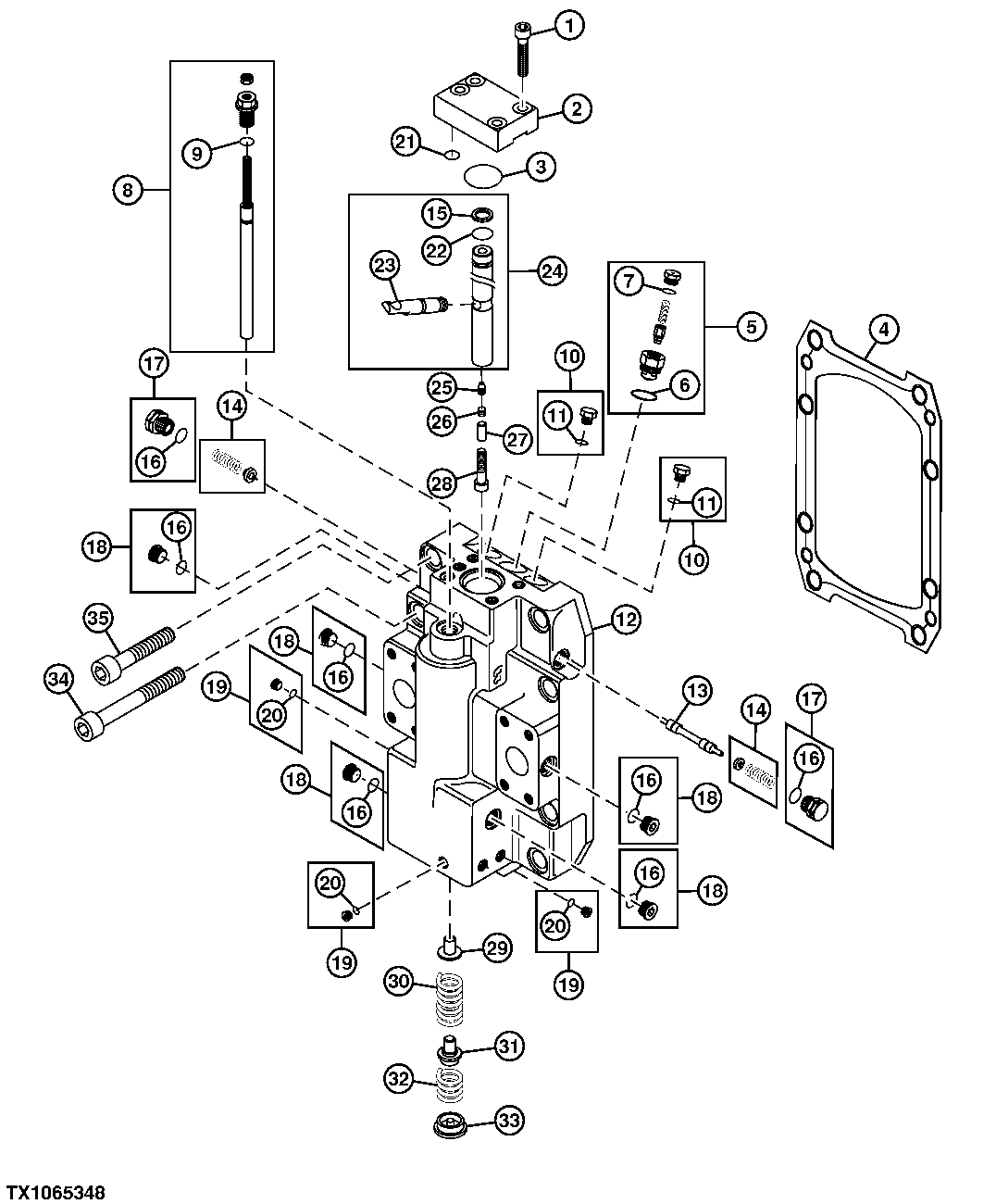 Hydrostatic Track Drive Motor End Cap and Feedback Spring