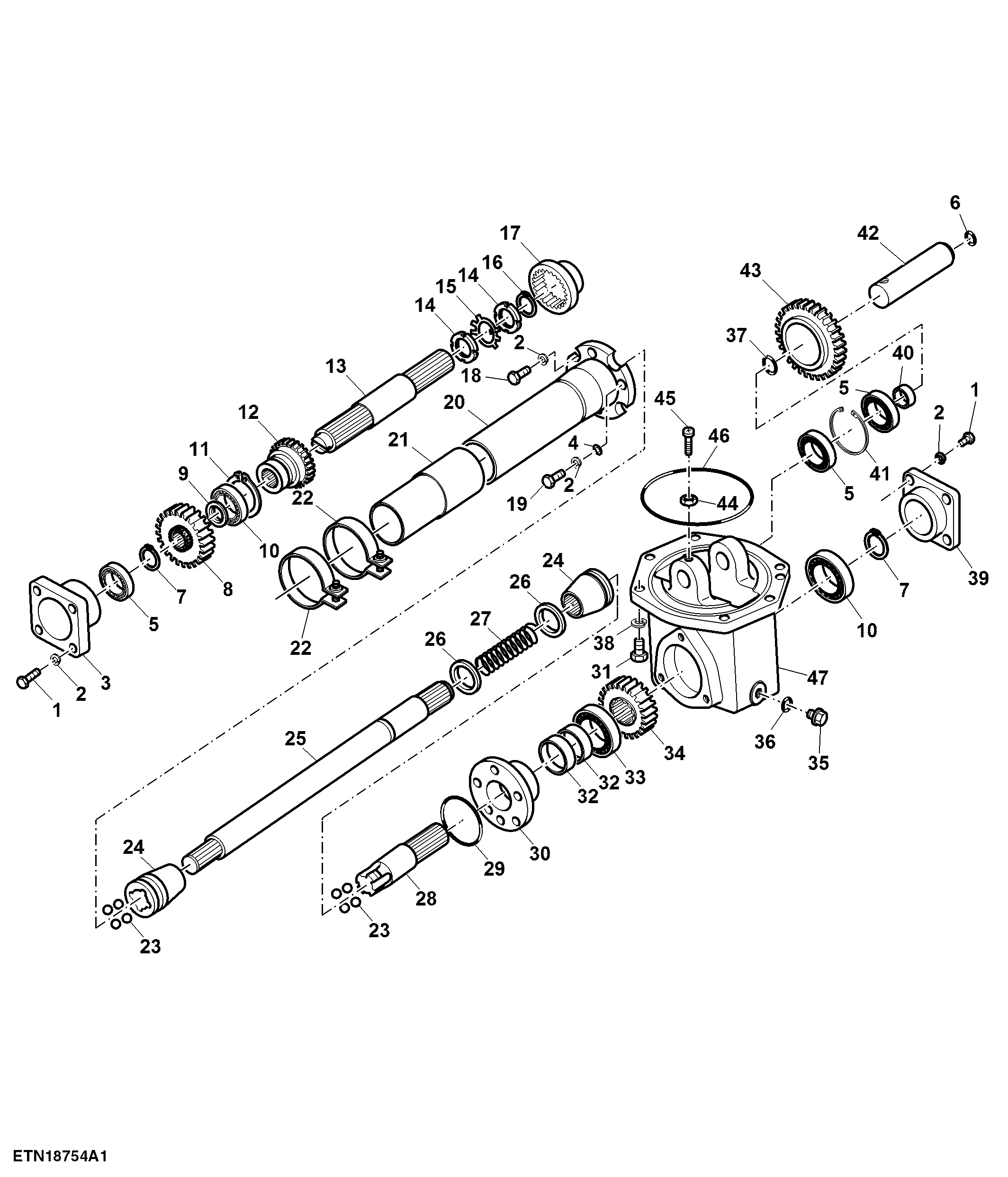 Transfer Case and Drive Shaft, Single Clutch