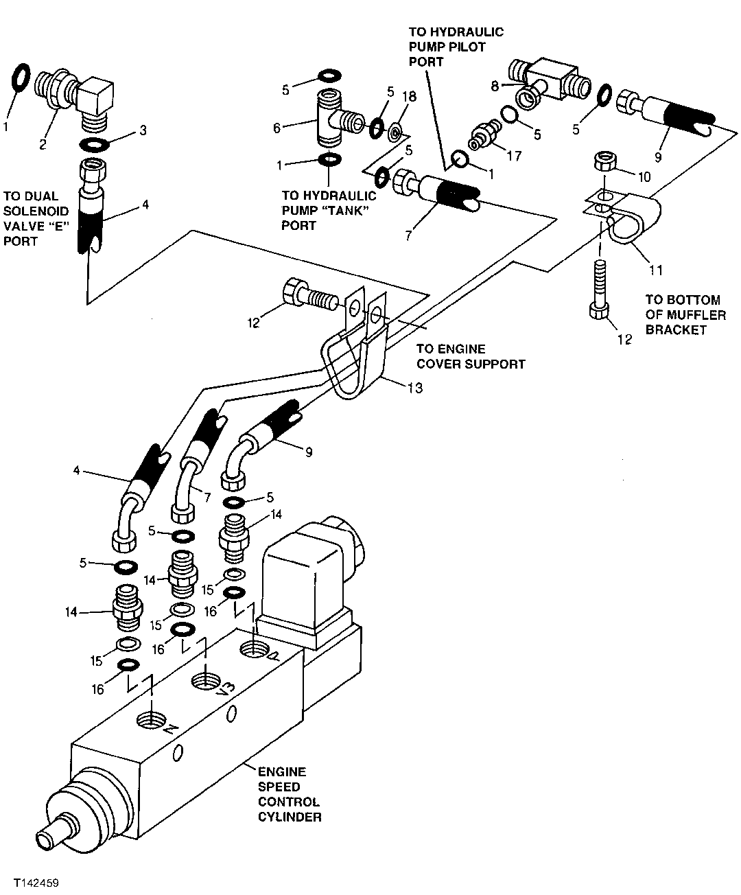 ENGINE SPEED CONTROL HYDRAULIC LINES AND FITTINGS ( - 559602)