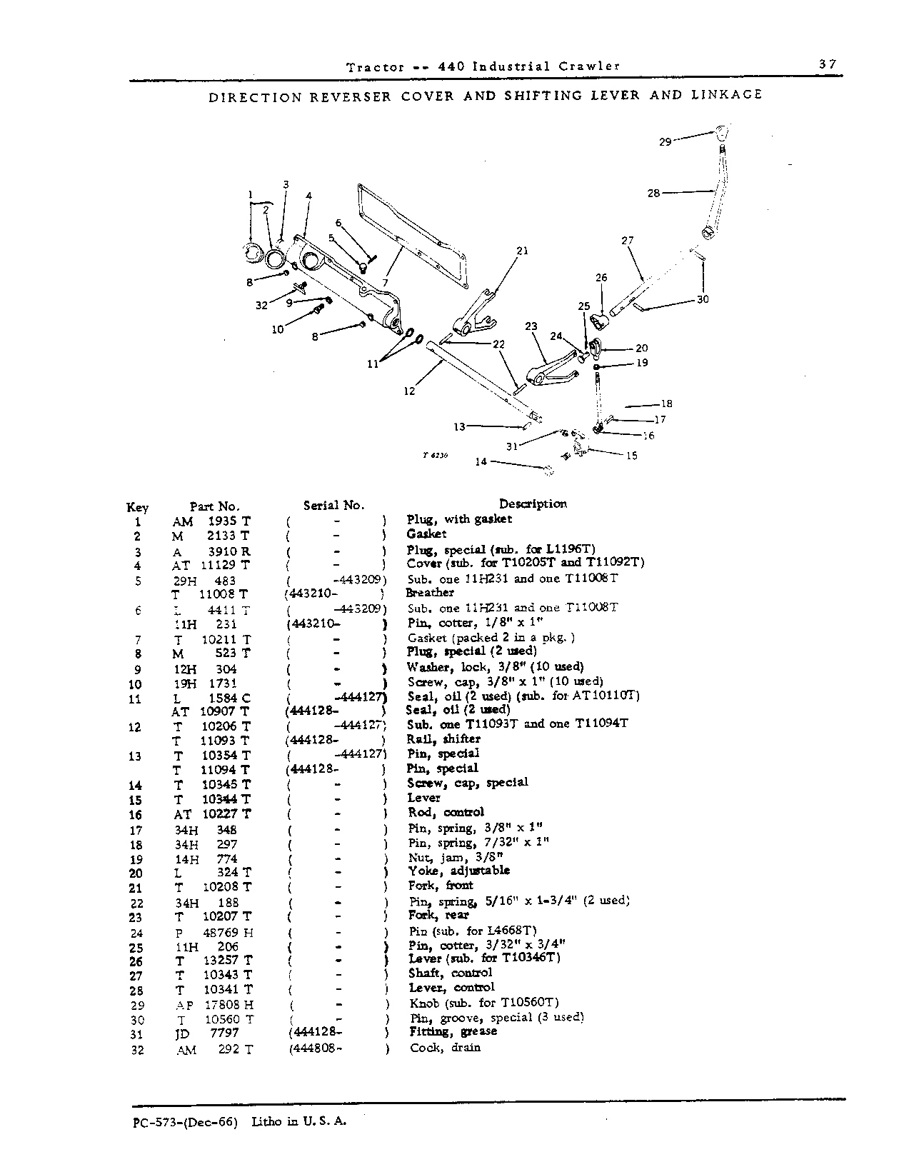 Clutch, Flywheel, Center Frame and Direction Reverser (Continued)