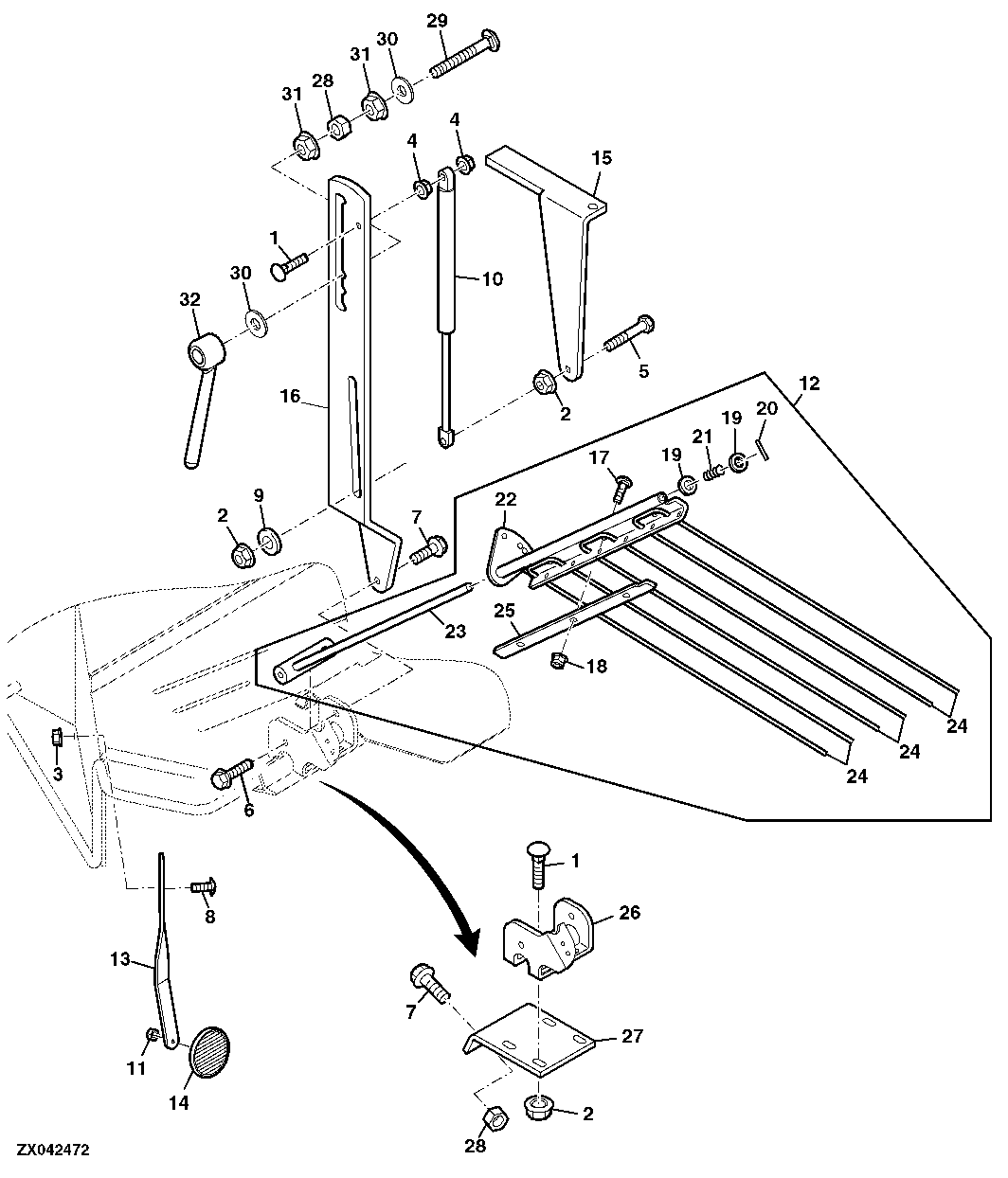STRAW DISTRIBUTOR - RAKE AND MOUNTING PARTS
