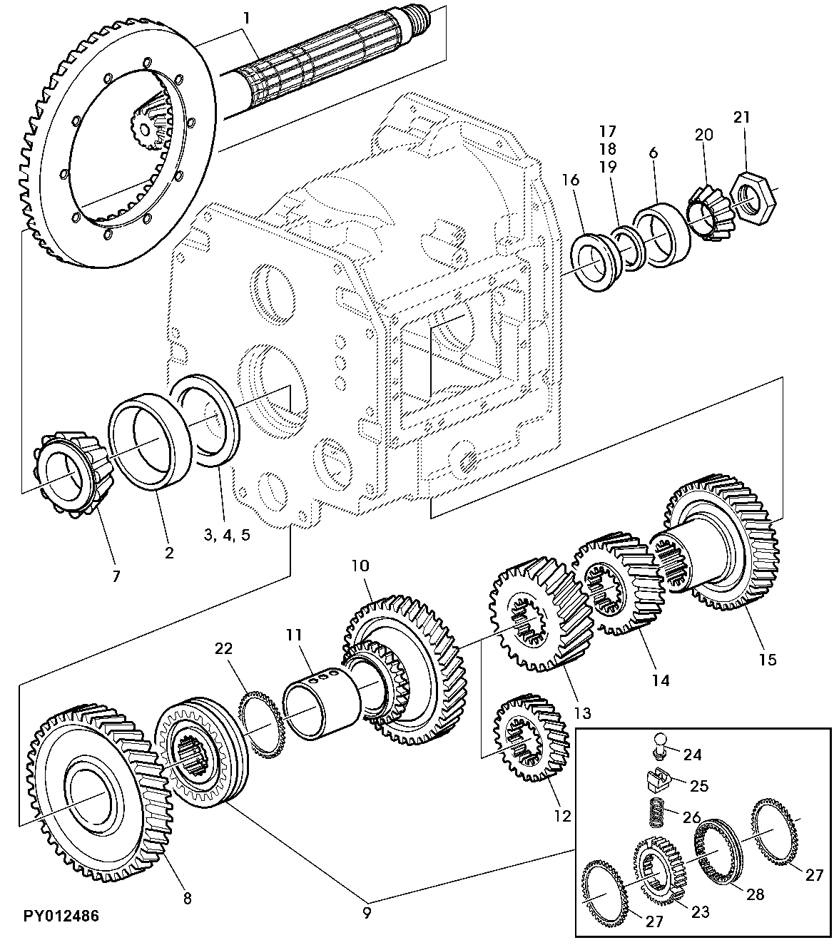 DIFF. DRIVE SHAFT, RANGE TRANSMISSION (40 KMH)