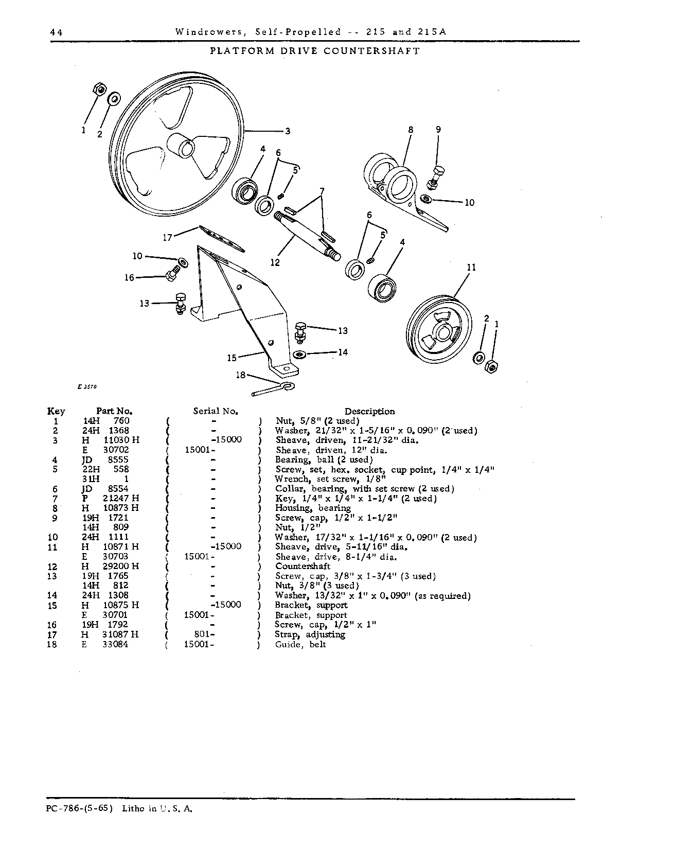 Countershaft, platform drive