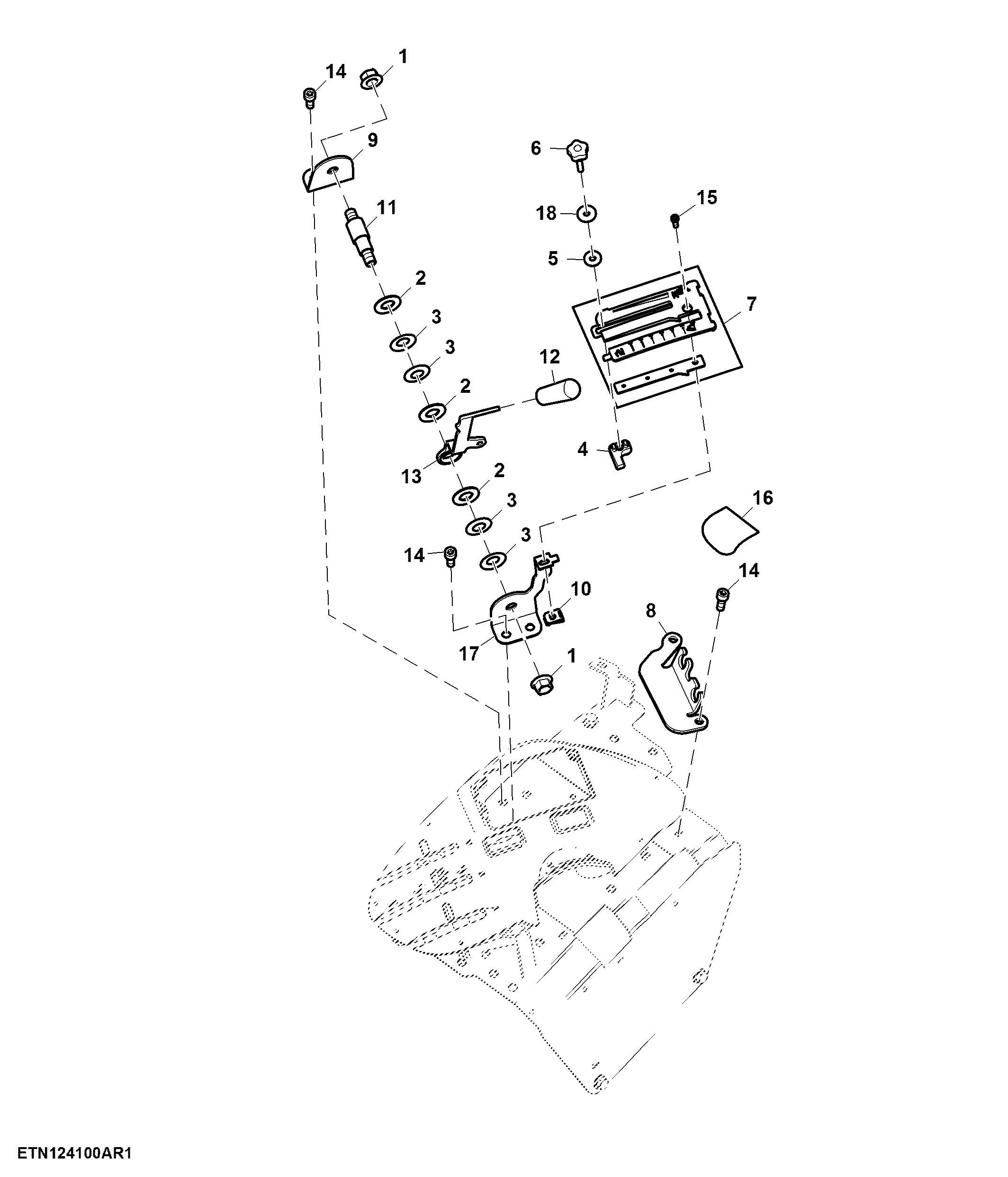 Rear Hitch Control Lever, W/O Draft Sense, Cab