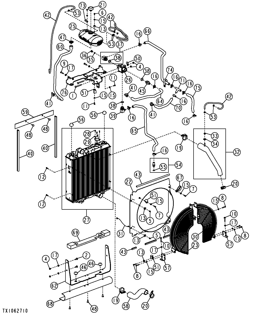 Radiator, Hoses, Fan Shroud and Guard (Engine 4045TT094-)