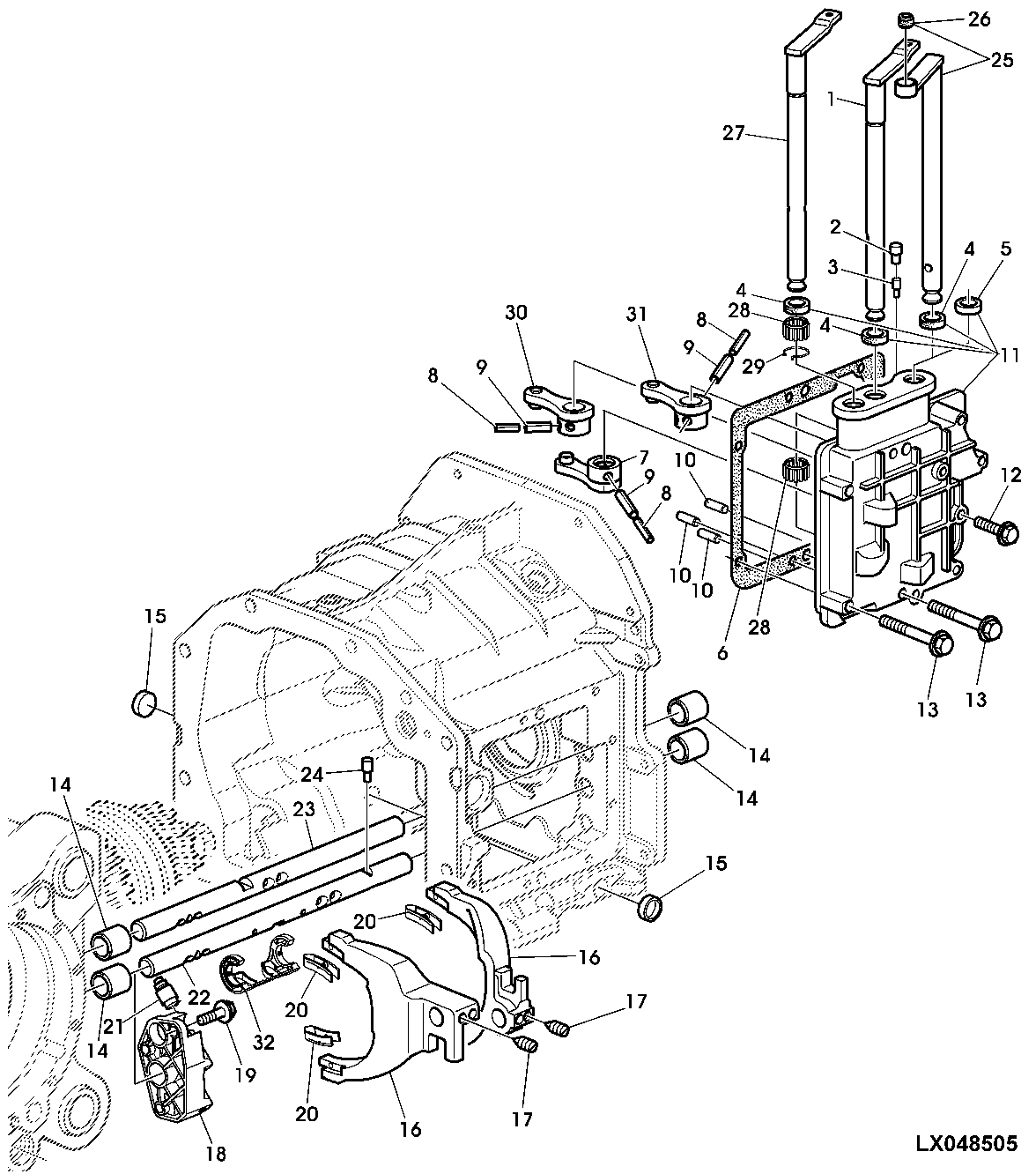SHIFTING PARTS, RANGE TRANSM. (POWRQUAD WITH ELECTR. REVERSER CONTROL)