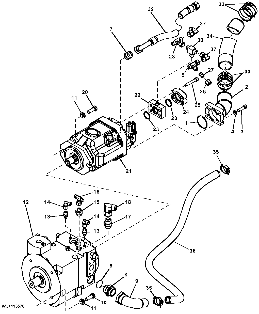 Hydraulic Drive Pump and Work Pump Mounting